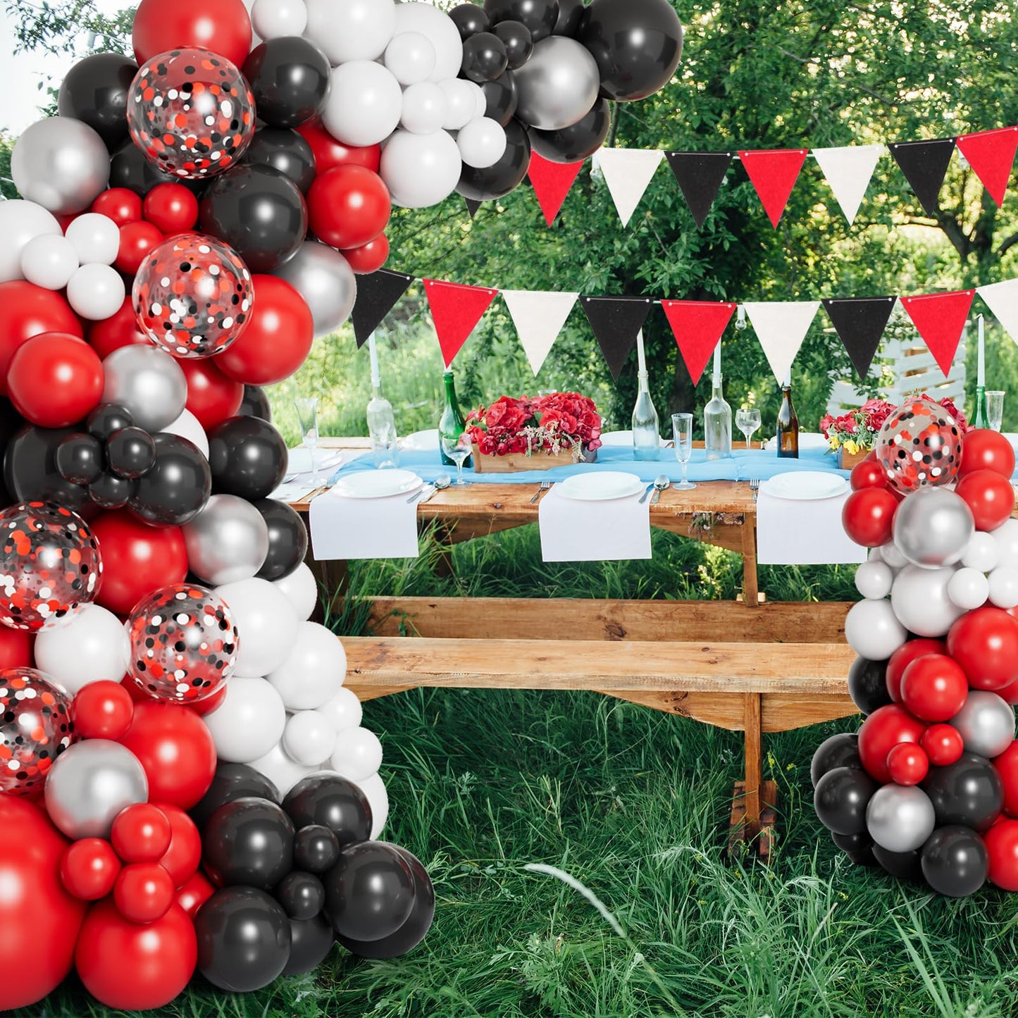 DBKL Red Black White Balloon Garland Arch Kit — 138-Piece DIY Party Decor