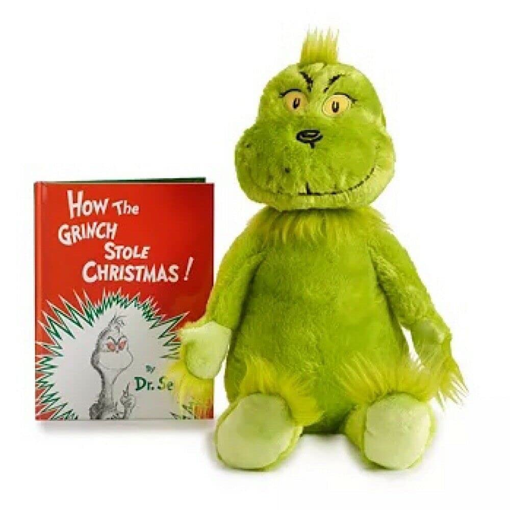 DCV Dr. Seuss Grinch & Book Set 12 Inch Holiday Plush