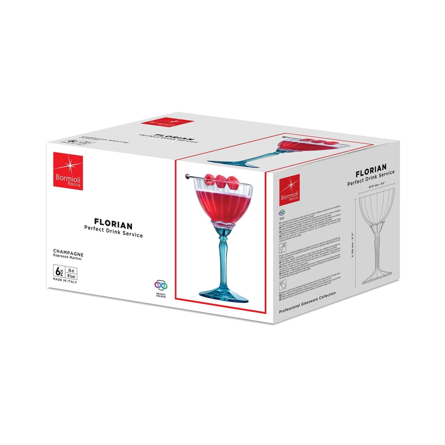240ml Blue Florian Champagne Saucers - Pack of Six