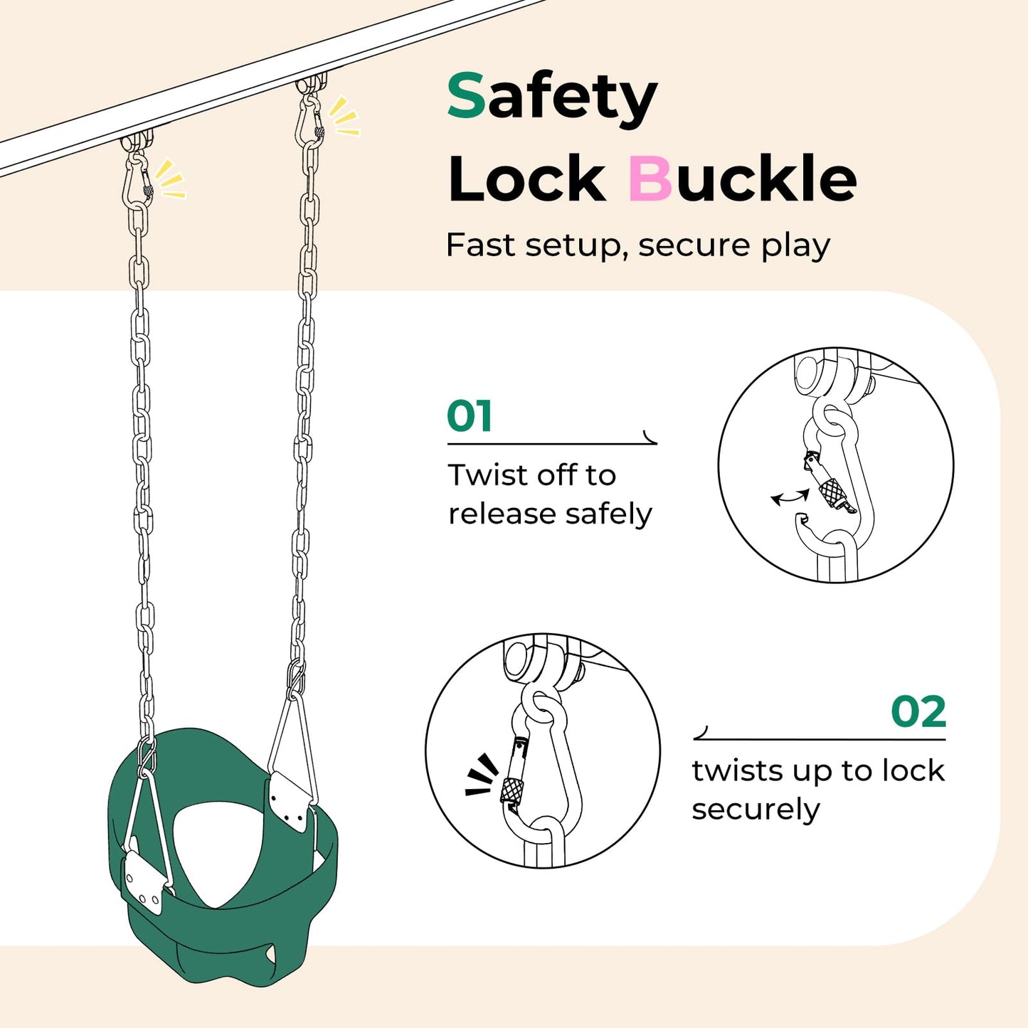 DECORLIFE Toddler Swing - Outdoor Baby Swing, 330 lb Capacity, Safe Chains