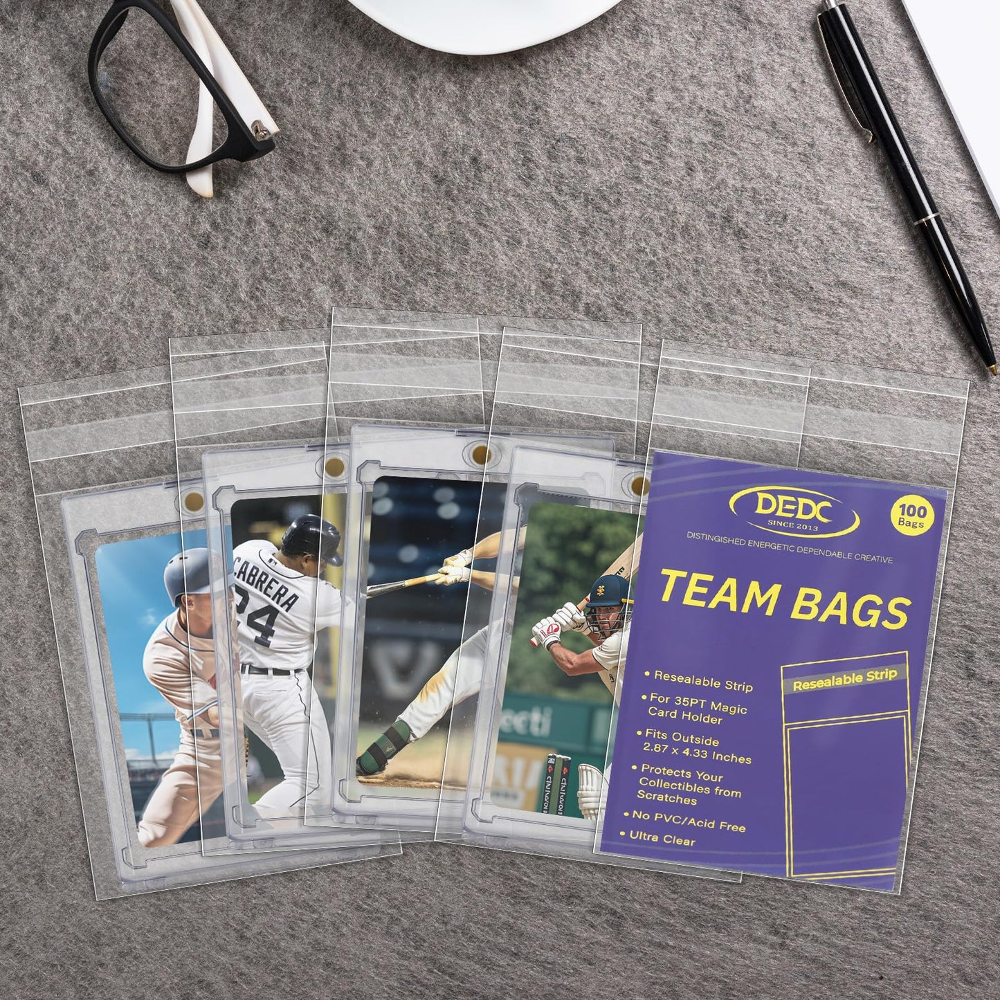DEDC 1500Pcs Team Set Bags Card Sleeves – 3.3 x 4.5 Inch, Re-sealable, Clear Protection