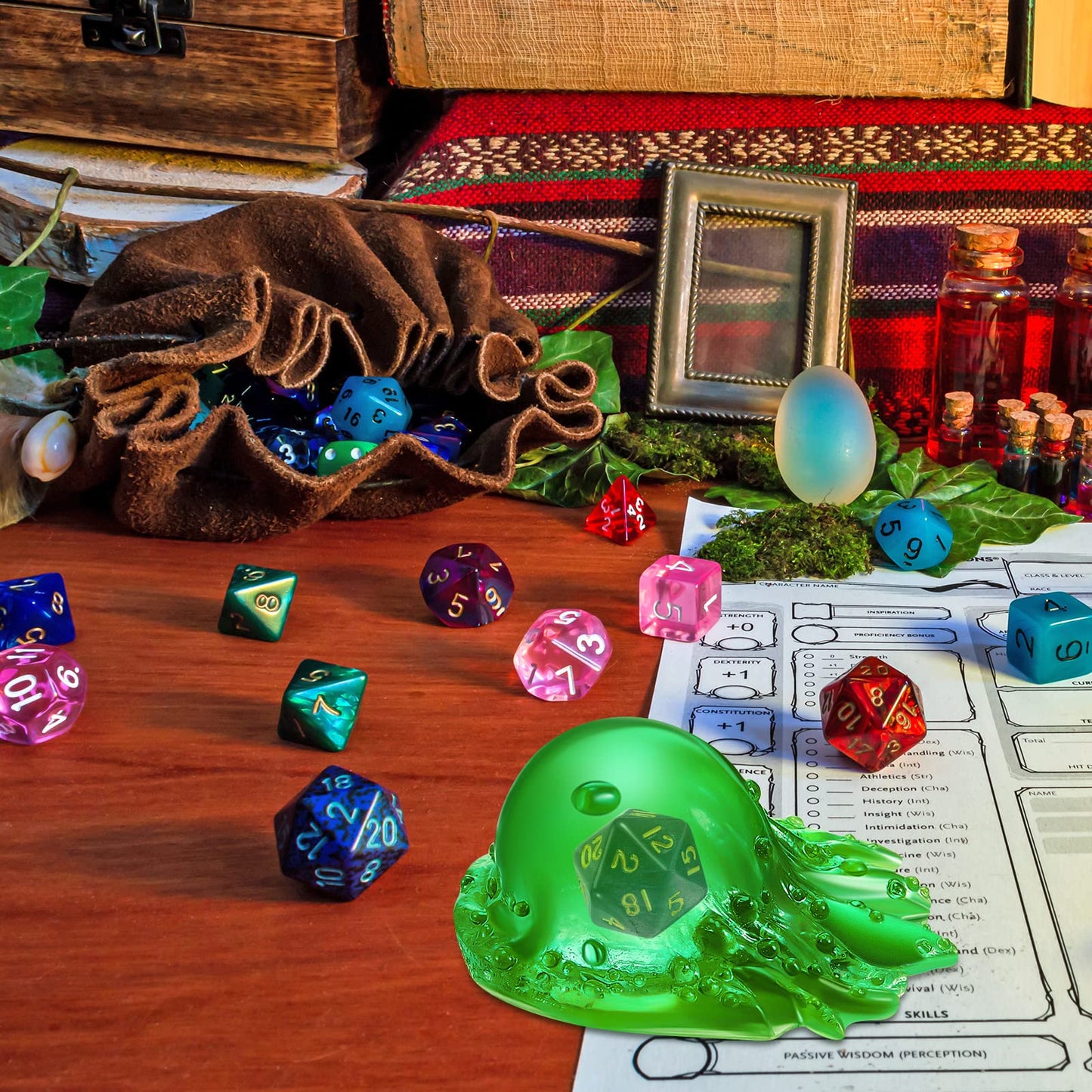 Deekin Dice Jail Gelatinous Cube – Translucent Resin Dice Prison Cage for Tabletop Games (Green)