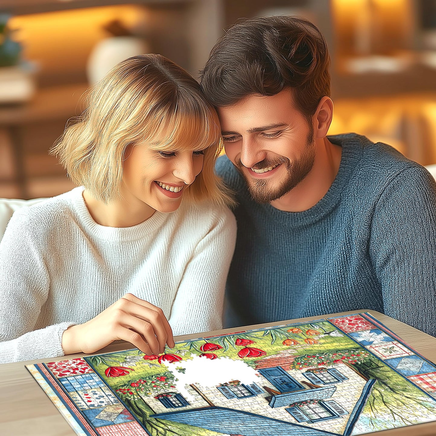 Deepcom Cottage Bloom 500-Piece Puzzle – 20x20 in, Cozy Country Garden Scene