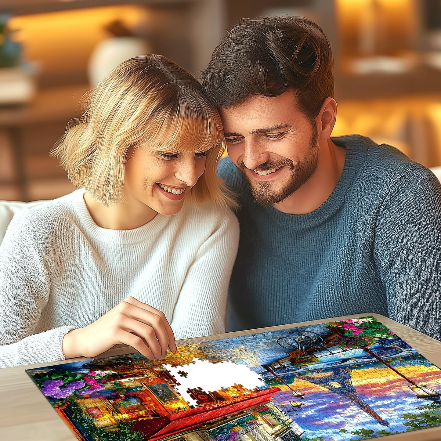 Deepcom 1000-Piece Paris Twilight Puzzle for Adults – Eiffel Tower & Seine Scene, Stress Relief