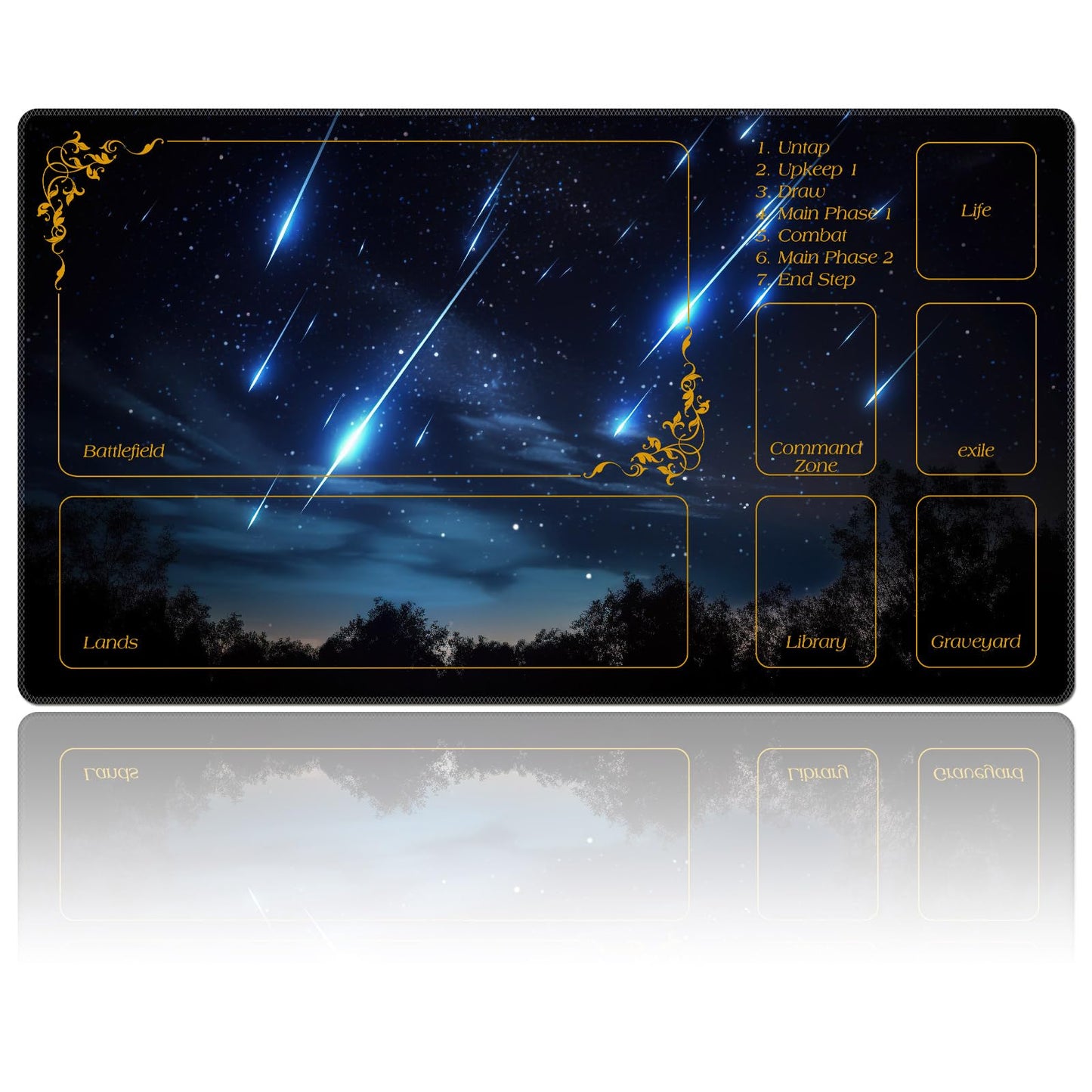 DEGDFSGR MTG Playmat 24x14 – Non-Slip Rubber Base, Blue Sky Meteor Streaks