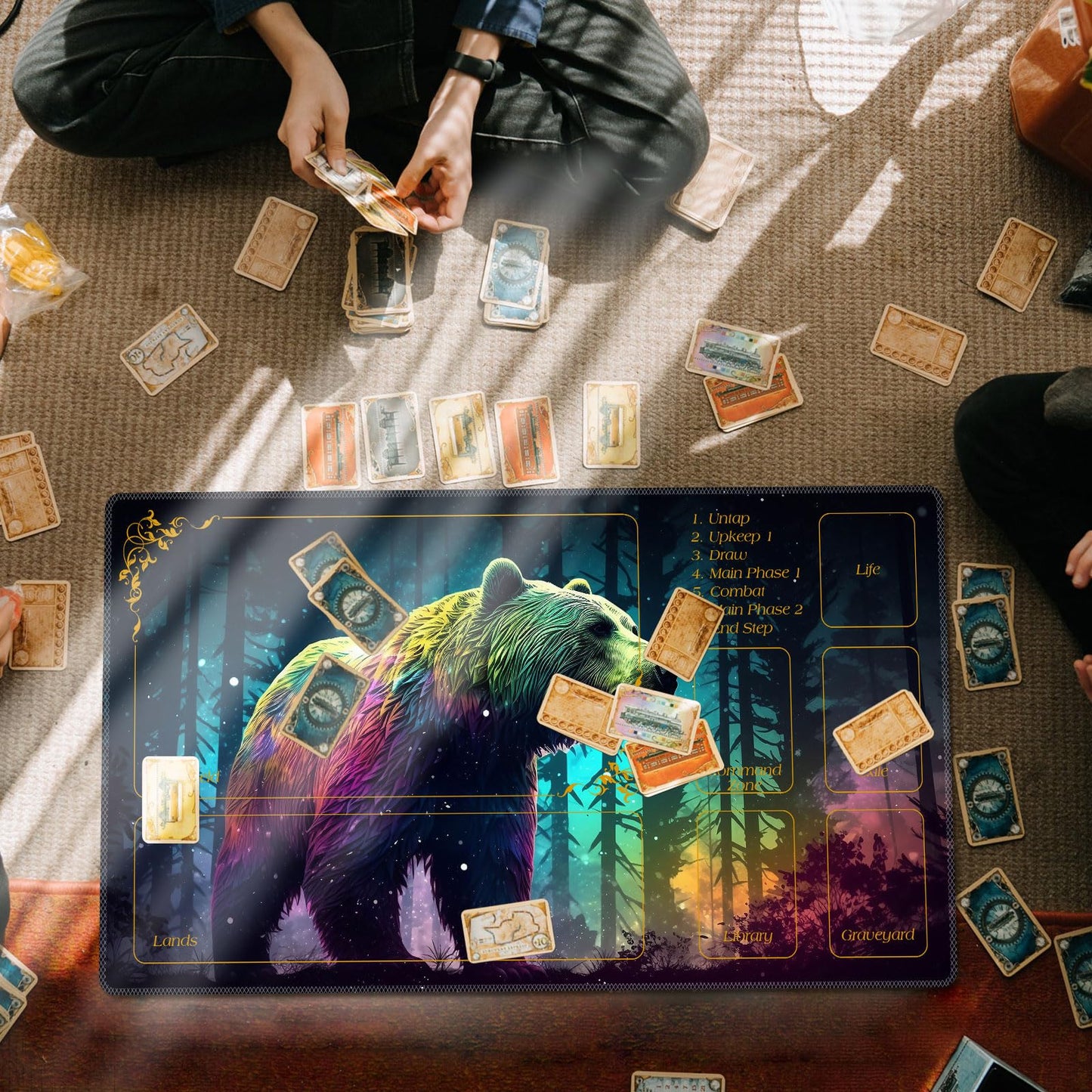 DEGDFSGR MTG Playmat 24 x 14 in | Non-Slip Rubber Base for Magic The Gathering & TCGs