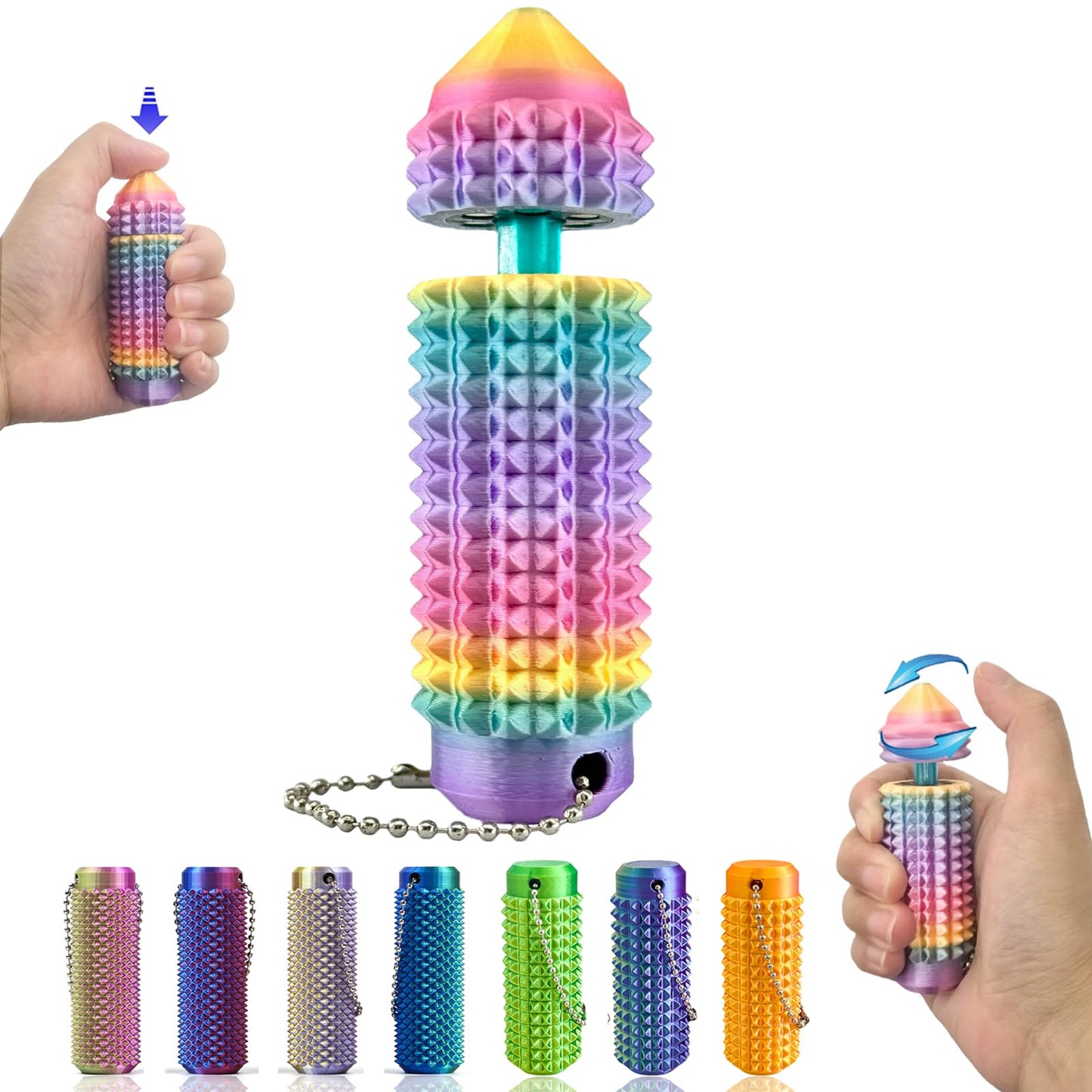 Deiviko Little Ouchies 3-in-1 Spiky Grippie Fidget Toy – Portable Stress Relief Keychain