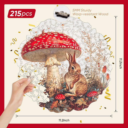 Delobil Mushroom Bunny Puzzle – 200-Piece Easter Jigsaw with Storage Box