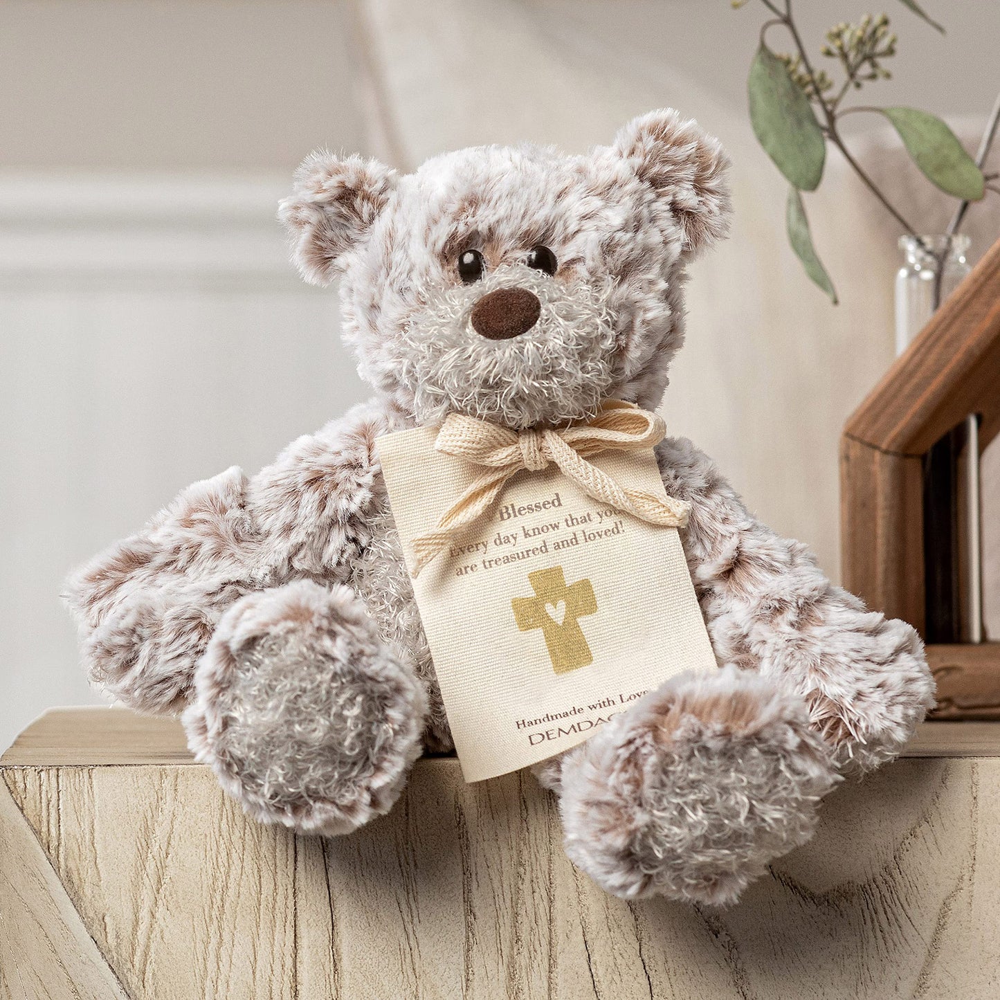 DEMDACO Blessing Mini Giving Bear Brown, 8.5-Inch Plush Toy | Gift-Ready Comfort