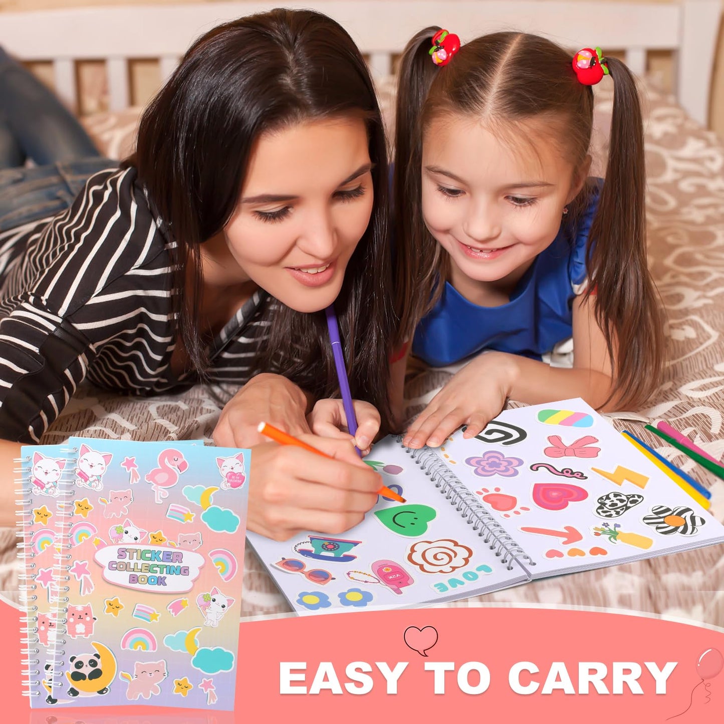 Deqing Warm Reusable A5 Sticker Book with Spatula & Heart Label – Pink