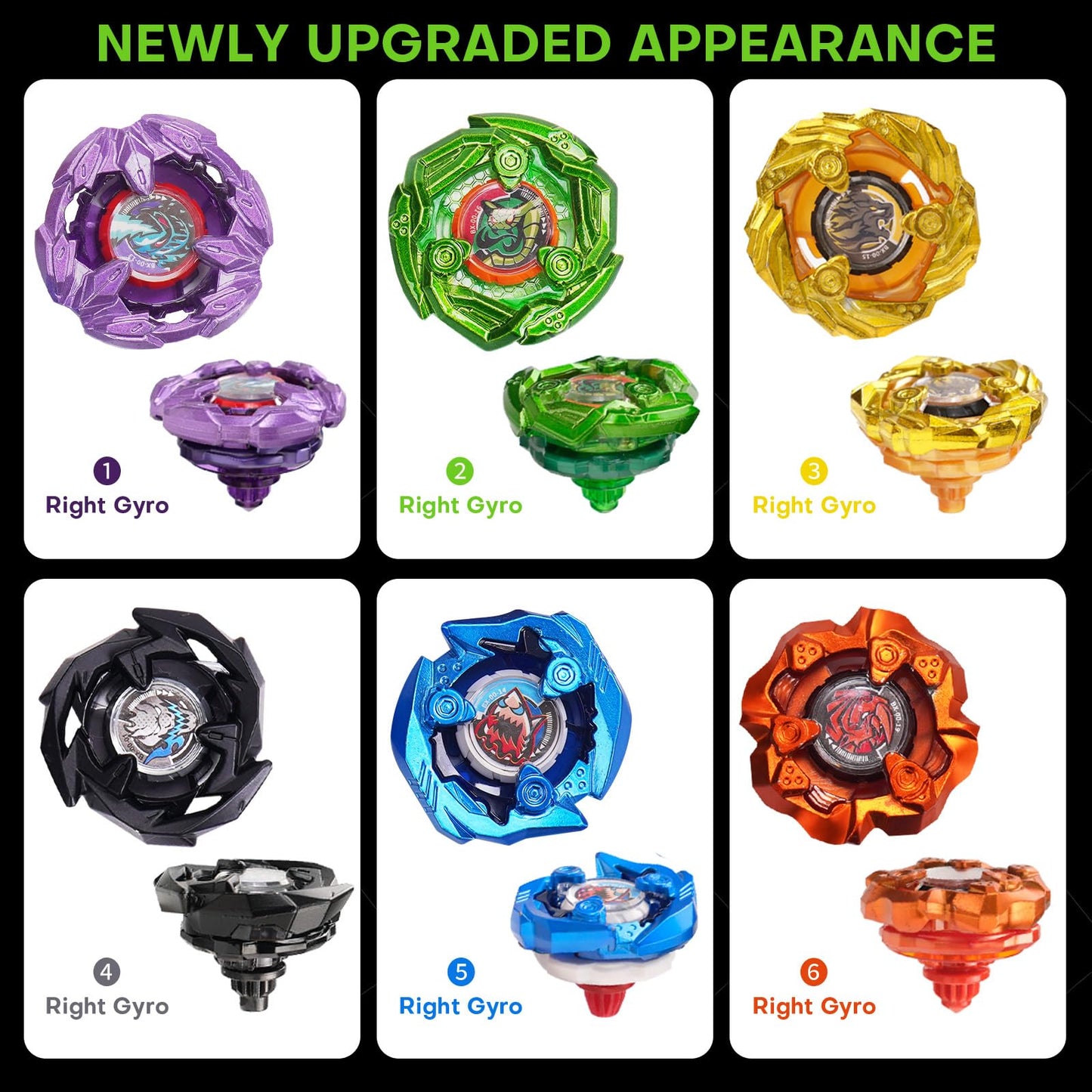 DEZAWRTY Gyro Stadium X Battle Set — 6 Tops, 2 Launchers, Blade Arena, X Acceleration Rail