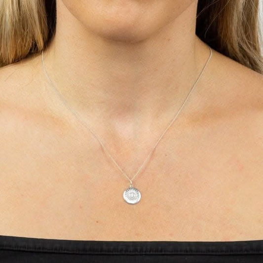 Diamond Cut Disc Pendant with Zirconia P4972C