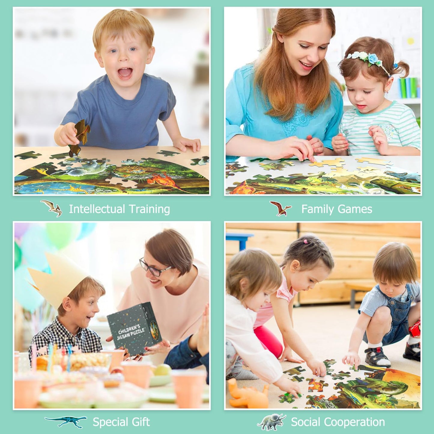 DIGOBAY Dinosaur Floor Puzzle – 70-Piece Round Puzzle for Kids Ages 3-8