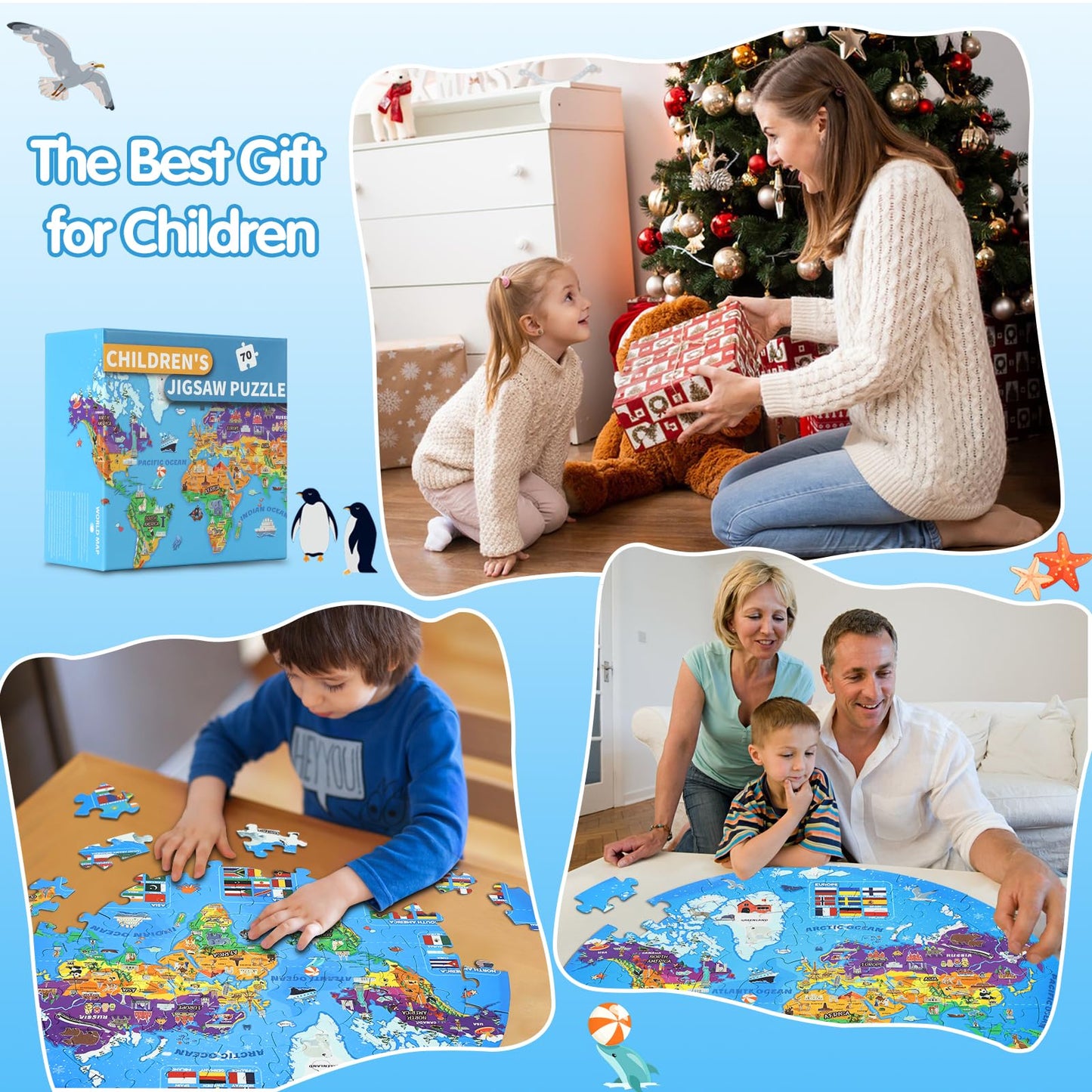 DIGOBAY Glow in The Dark World Map Puzzle for Kids – 70 Pieces, 22.8-Inch Round Geography Toy