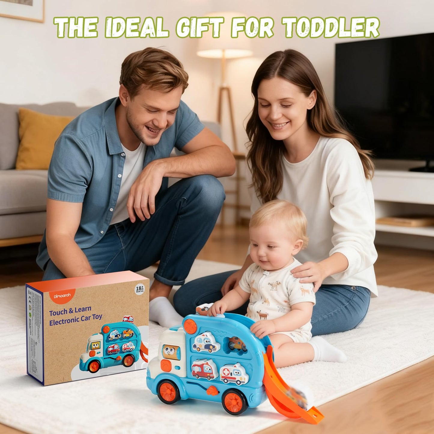 Dimoarch 3-in-1 Toddler Toy Cars for Ages 1-3 | Engage, Learn, Play