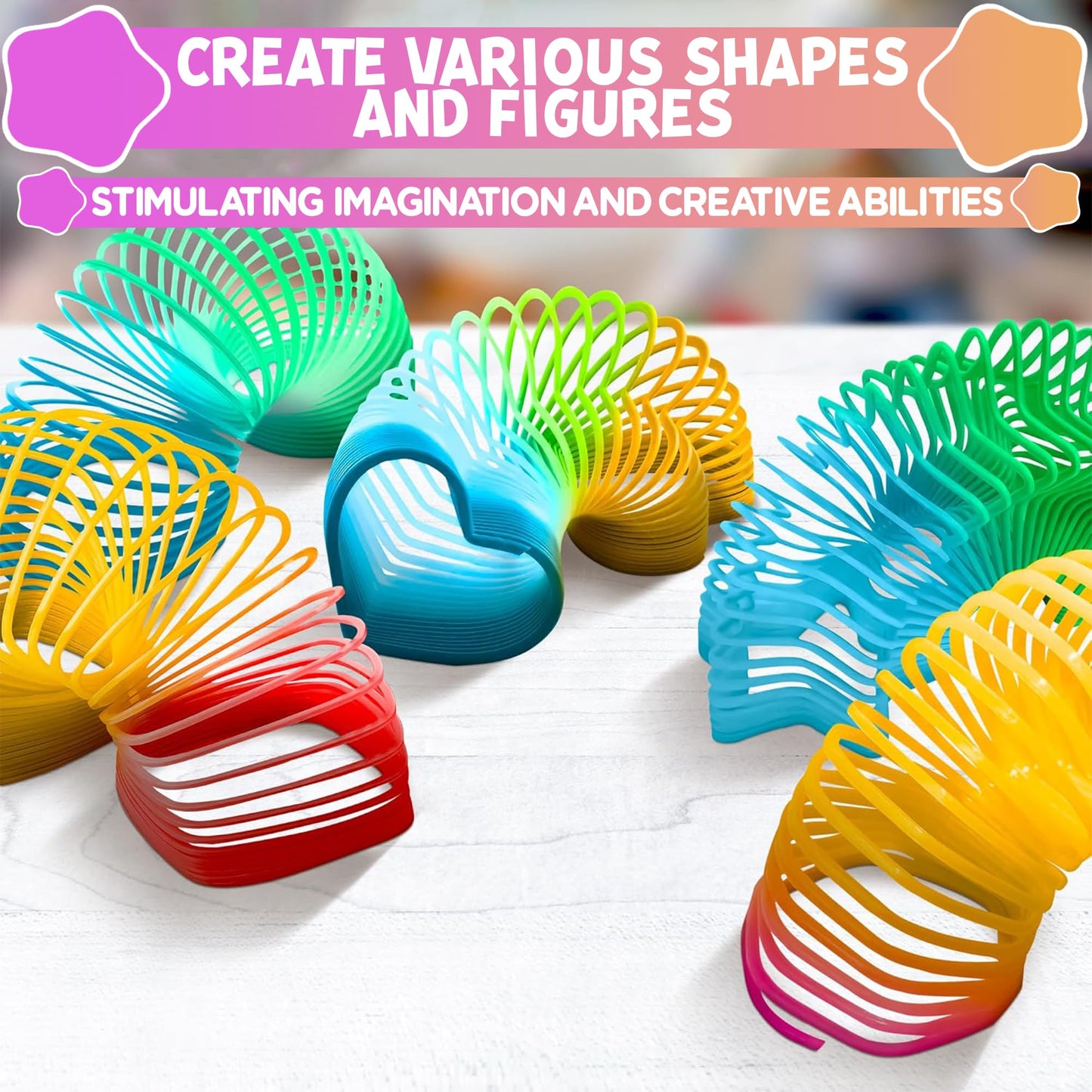 DIMROM 25-Pack Flexible Coil Springs – Rainbow Geometric Desk Accessories