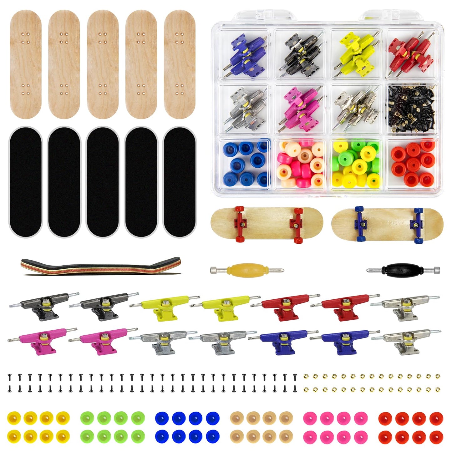 DisplayMore Premium Wooden Fingerboard Deck – The Classic 30x100mm DIY Set with Prolific Foam Tape & Multicolor Wheels