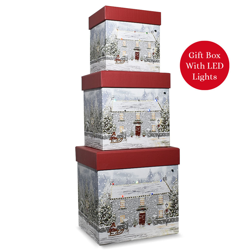 Gift Box Set Of 3 House with led lights