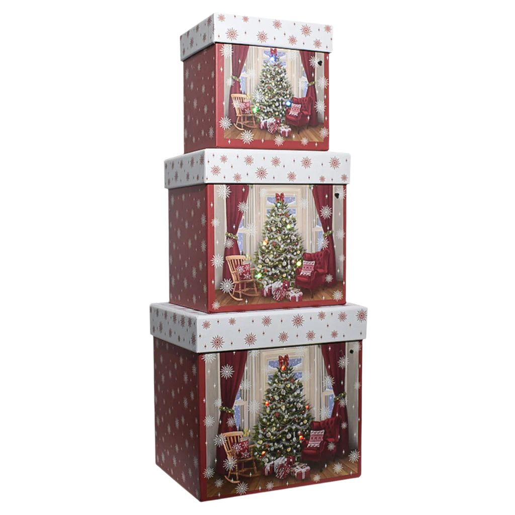 Gift Box Set Of 3 Christmas tree Tree with led lights