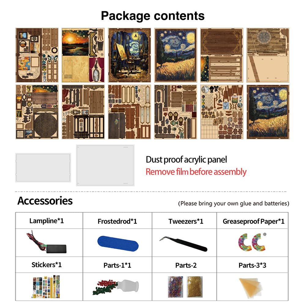 Ditila Starry Night Book Nook Kit for Adults – LED 3D Wooden Puzzle