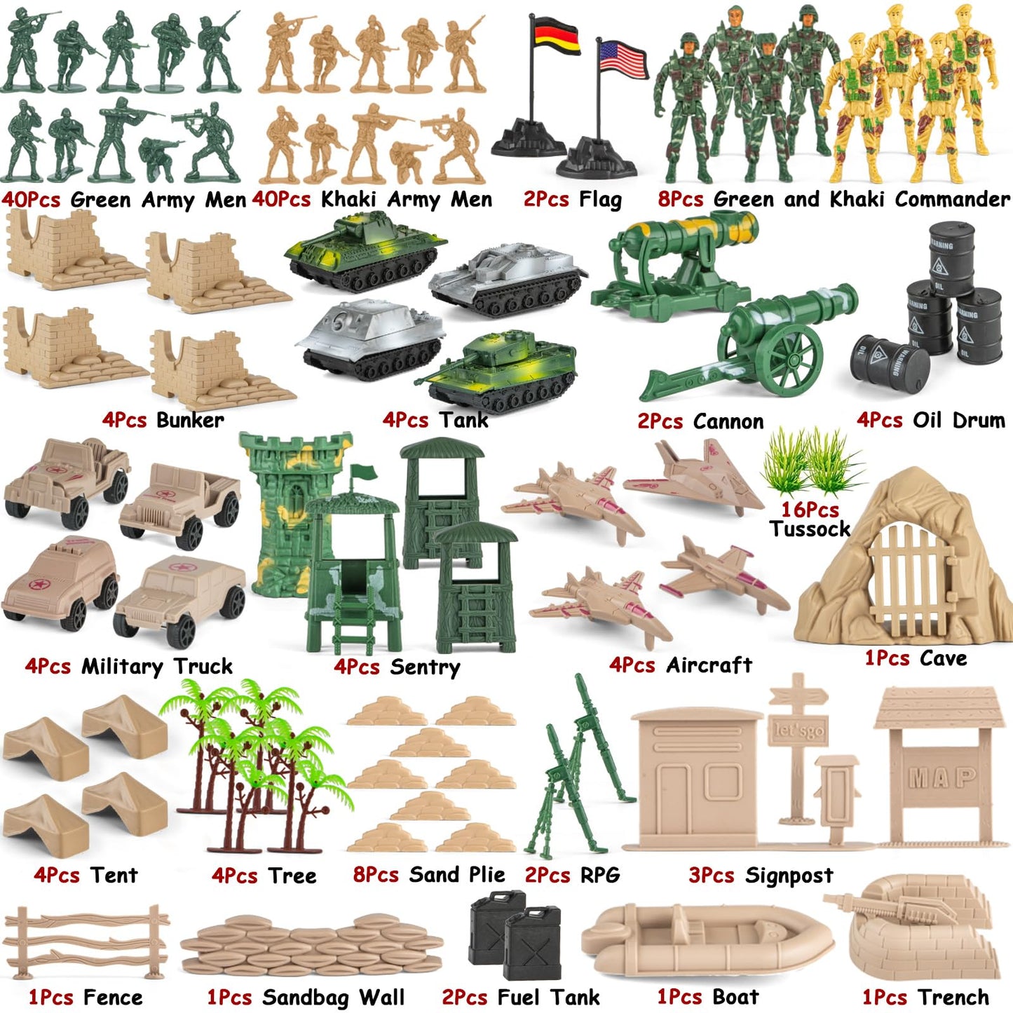 Divwa Army Men Toys – 160-Piece Military Base Set for Boys 8-12
