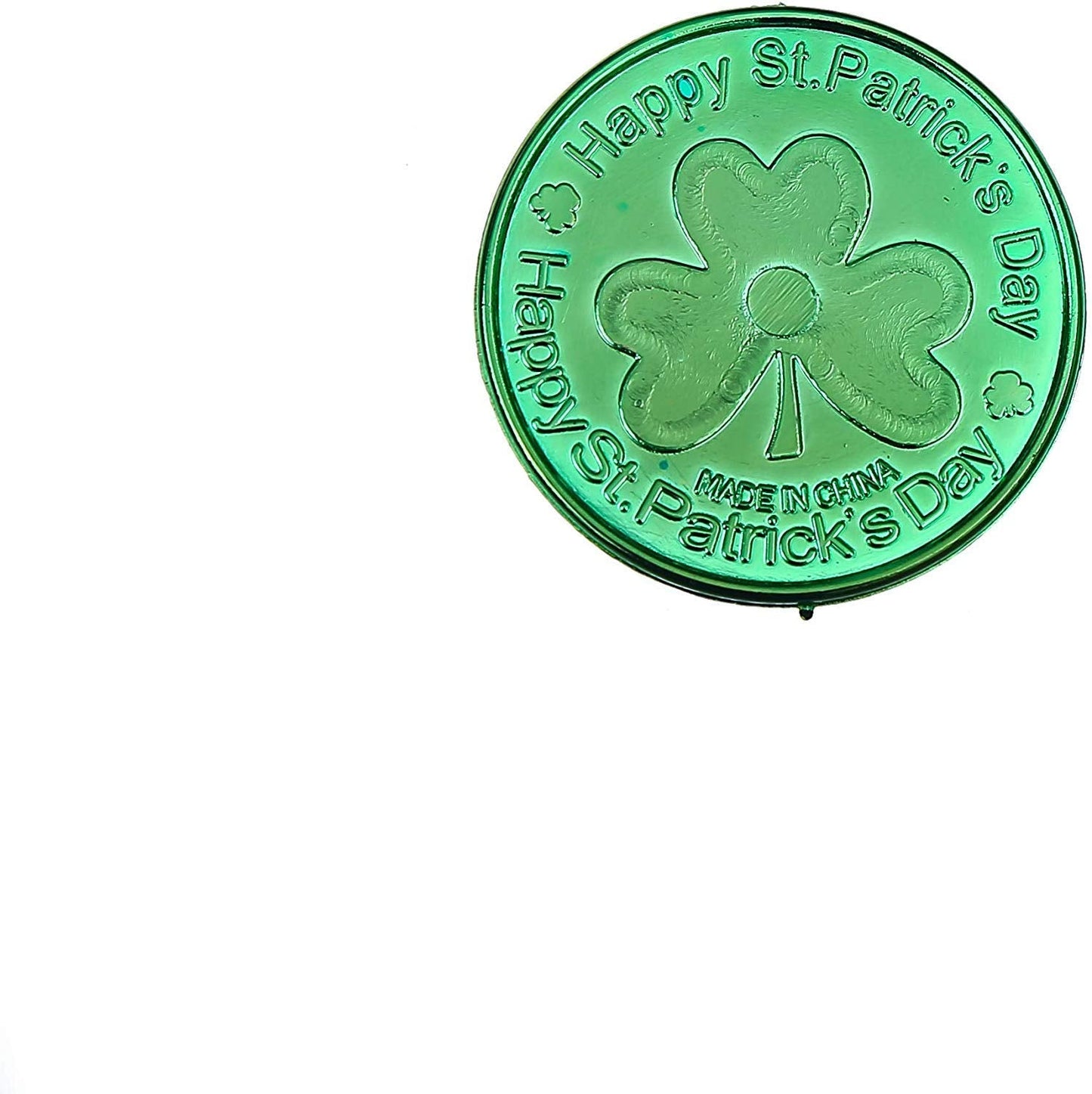 DIYASY St. Patrick's Shamrock Good Luck Coins – 144 Plastic 3-Leaf Clover Tokens in Green & Gold