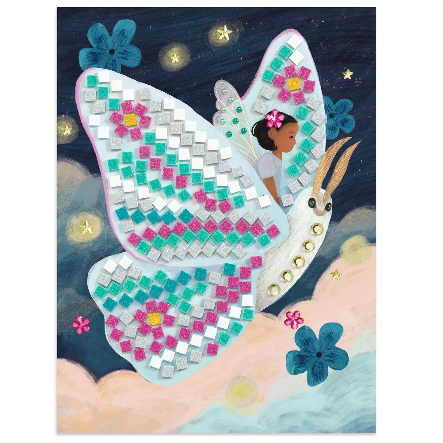 DJECO Enchanted World Mosaic Kit – Glitter & Rhinestones Craft for Kids 6+