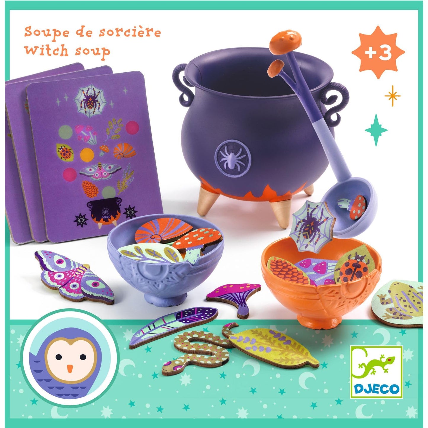 DJECO Witch Soup & Magic Potion Toy Kit for Kids - Pretend Play Set with Cauldron & Wooden Ingredients
