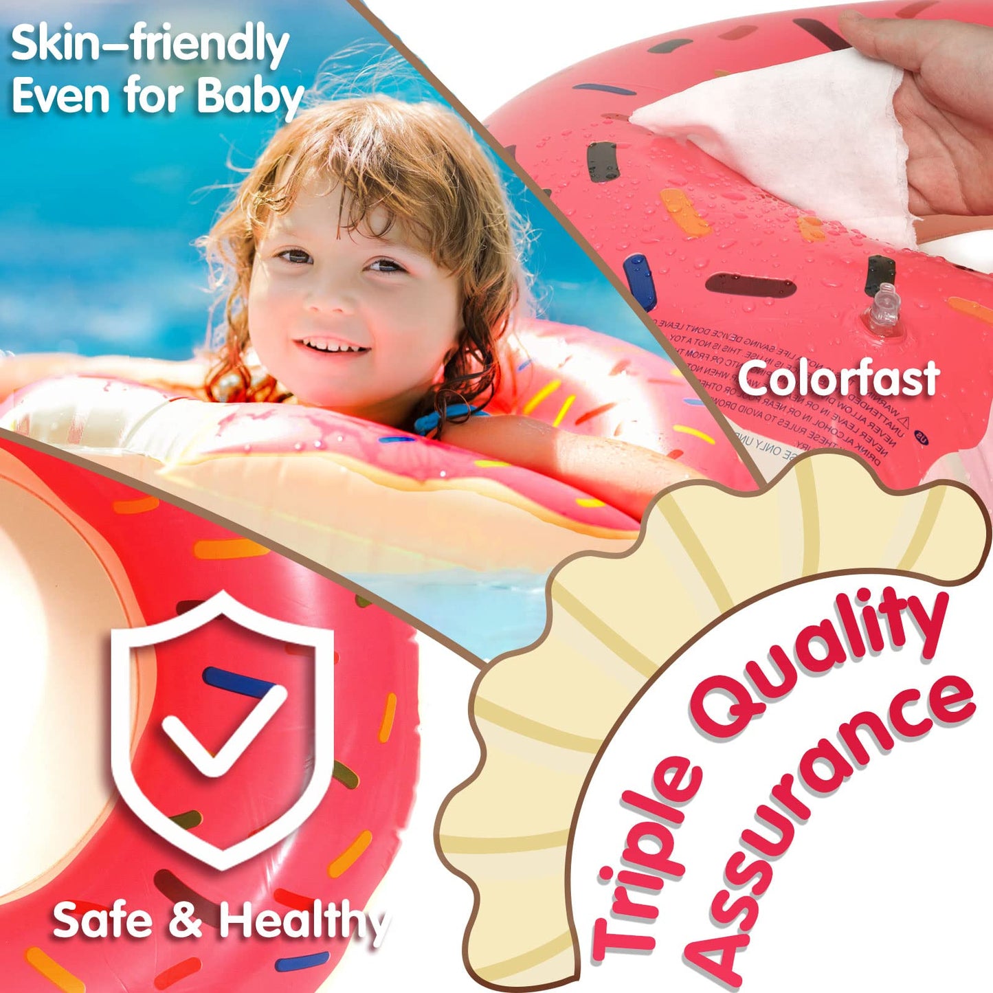 DMAR Donut Pool Float Pink - 30-inch Donut Inflatables for Beach & Pool