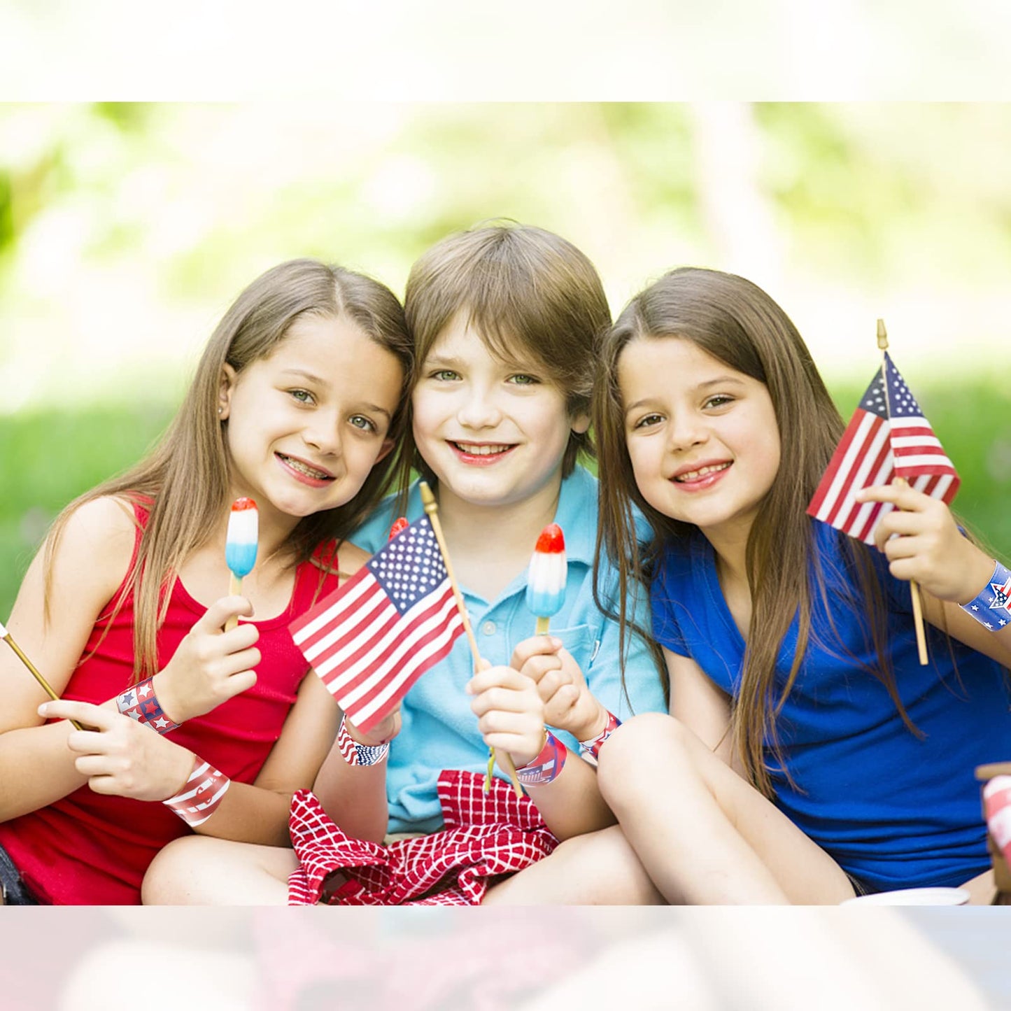 Dminya 50 Pcs Fourth of July Slap Bracelets – Patriotic Party Favors & Classroom Prizes