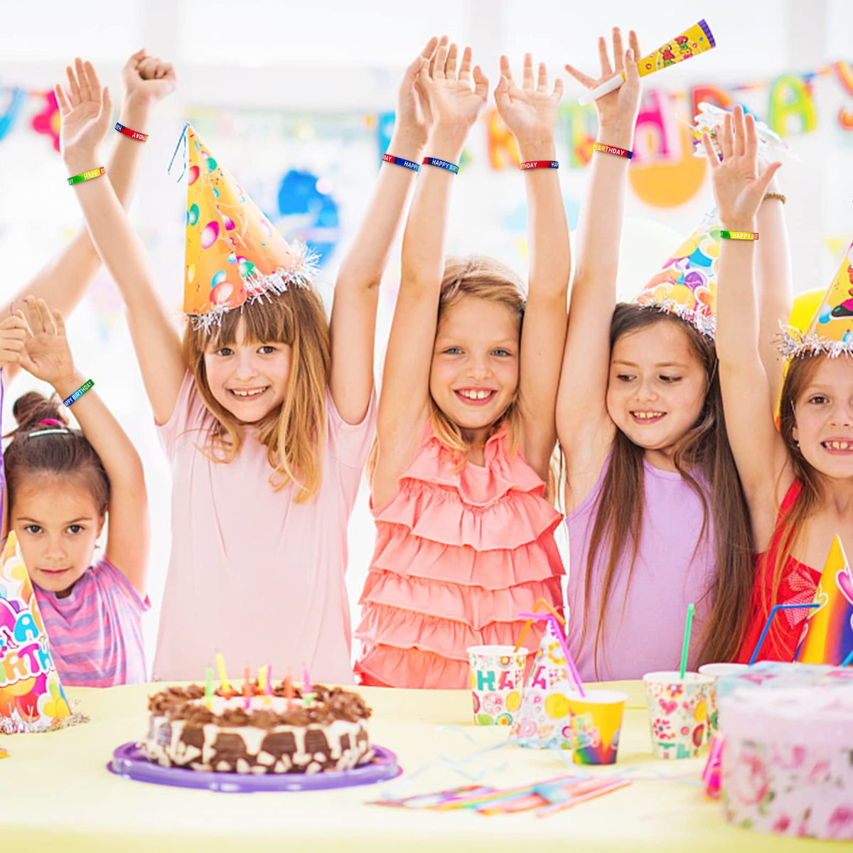 Dminya Happy Birthday Silicone Wristbands – 30-Pack Colorful Rubber Bracelets for Party Favors