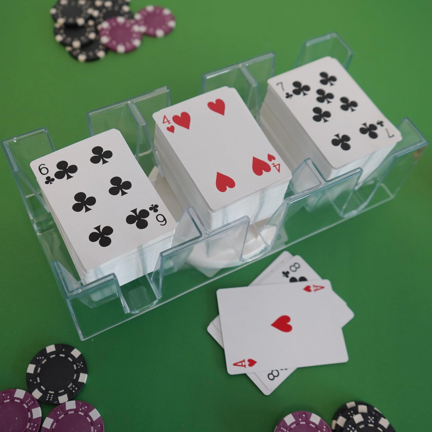 DNB Revolving Playing Card Tray - 9-Deck Plastic Rotating Canasta Card Holder | DNB SPORTS