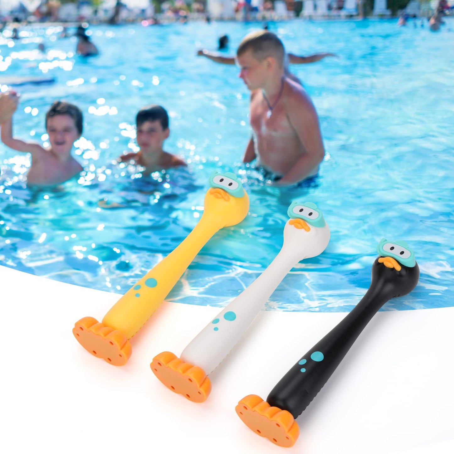 DOADW Summer Pool Toys: Underwater Diving Sticks Duck 3-Pack
