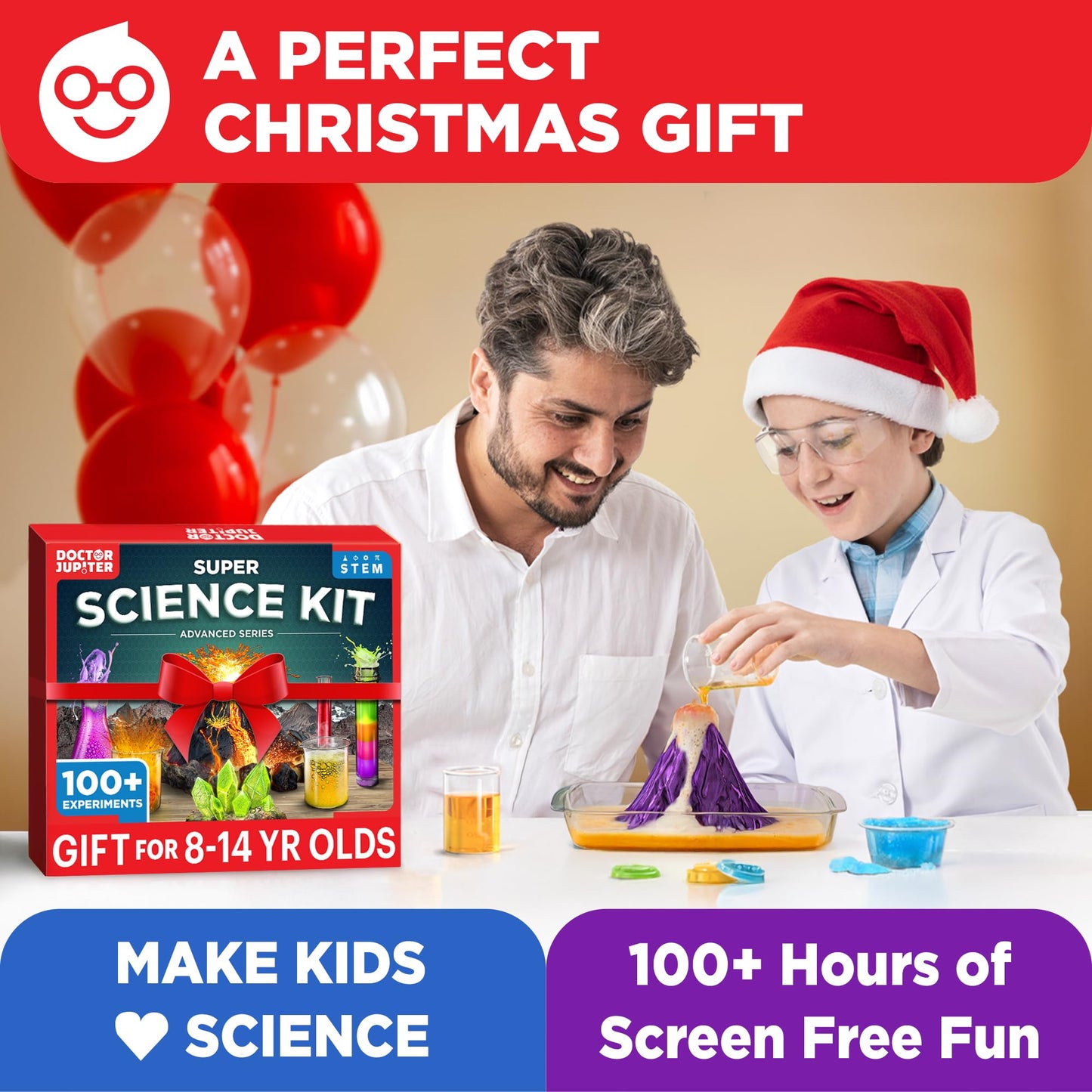 Doctor Jupiter Super Science Kit for Kids 8-12 | 100+ Experiments & Geyser Tube Ideas