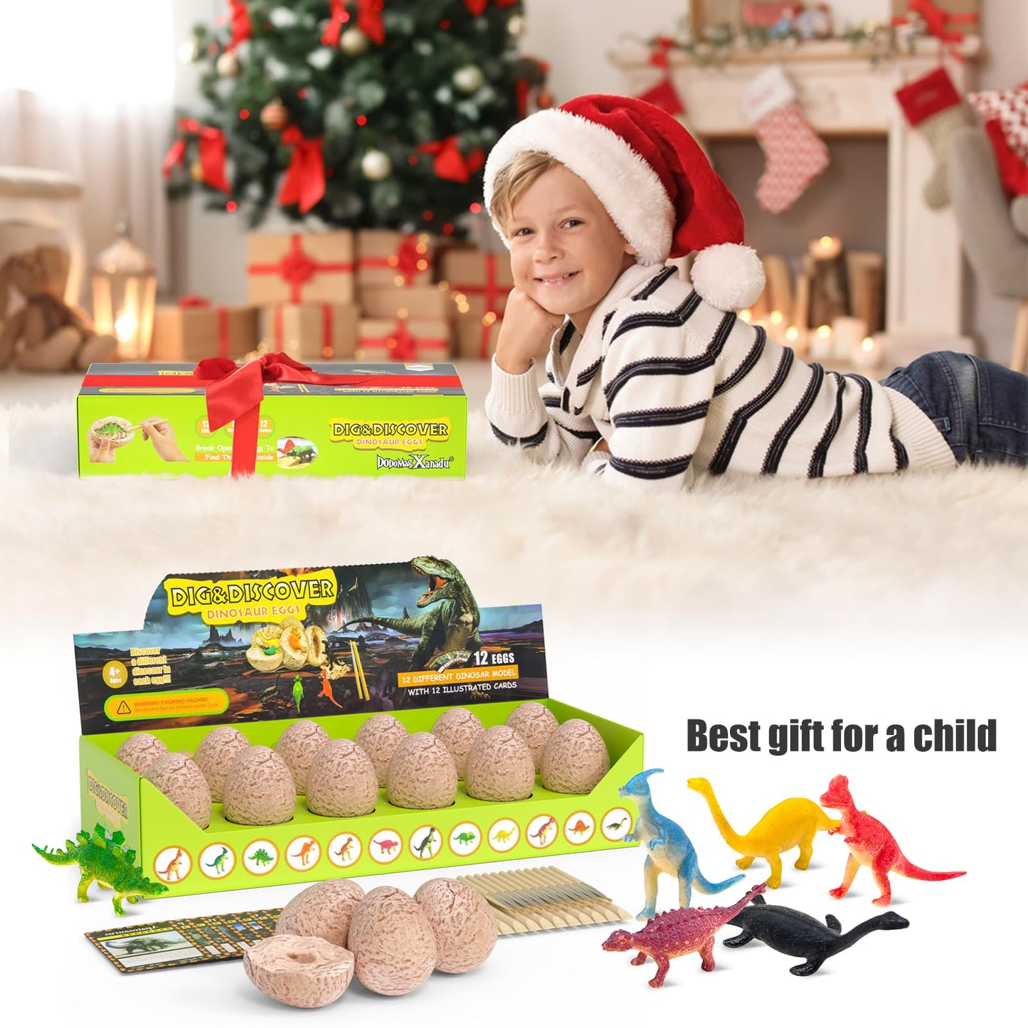 DoDoMagxanadu Dinosaur Eggs Dig Kit – 12 Dino Eggs Excavation Toy for Kids 3–12