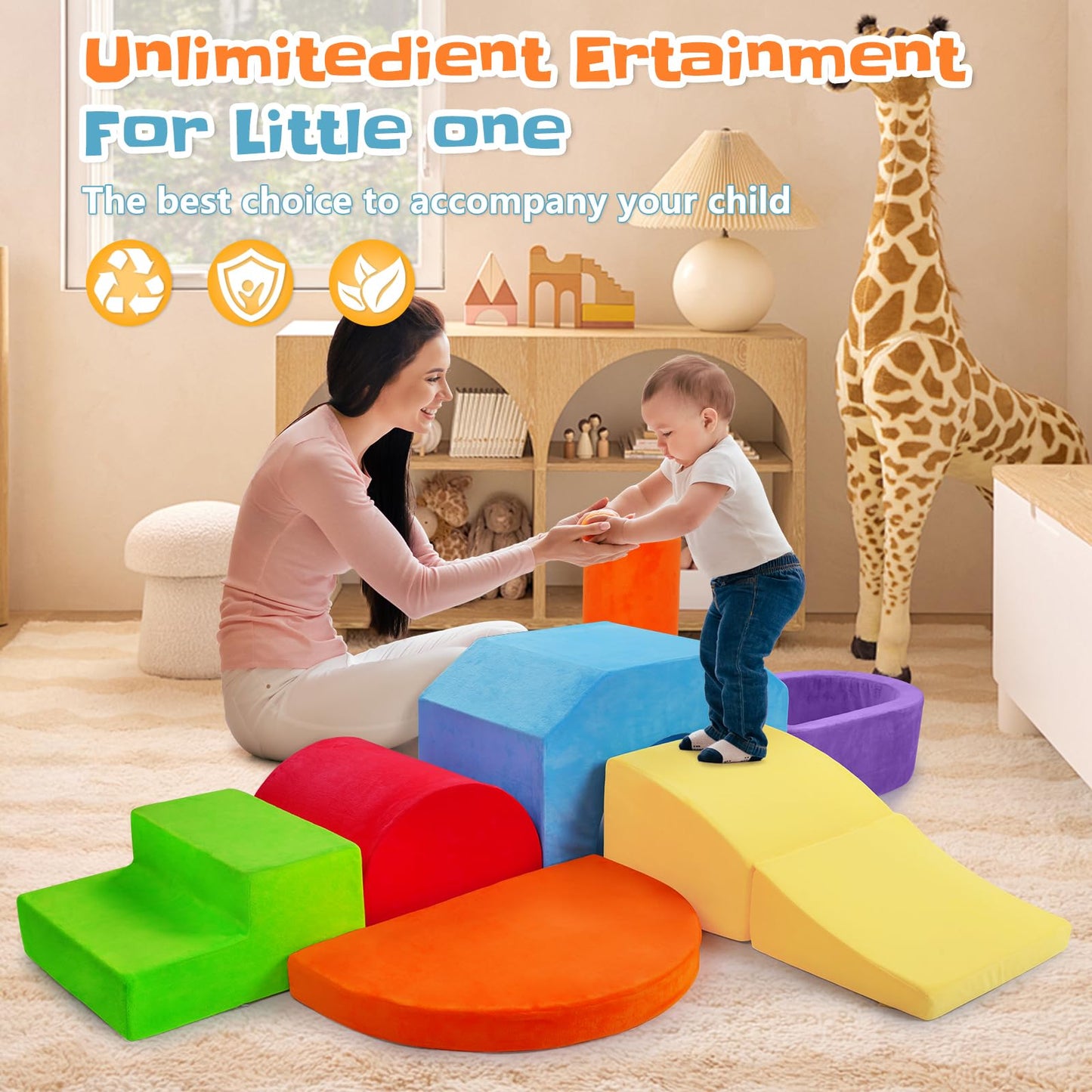 DOGERN 6-Piece Soft Foam Climbing Blocks for Toddlers – Indoor Climb & Crawl Play Set