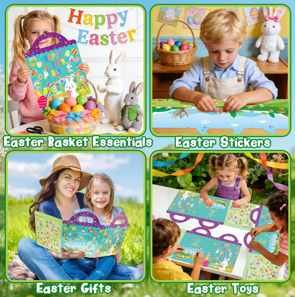 Dokeawo Easter Sticker Book Set for Toddlers — Reusable, Screen-Free Fun