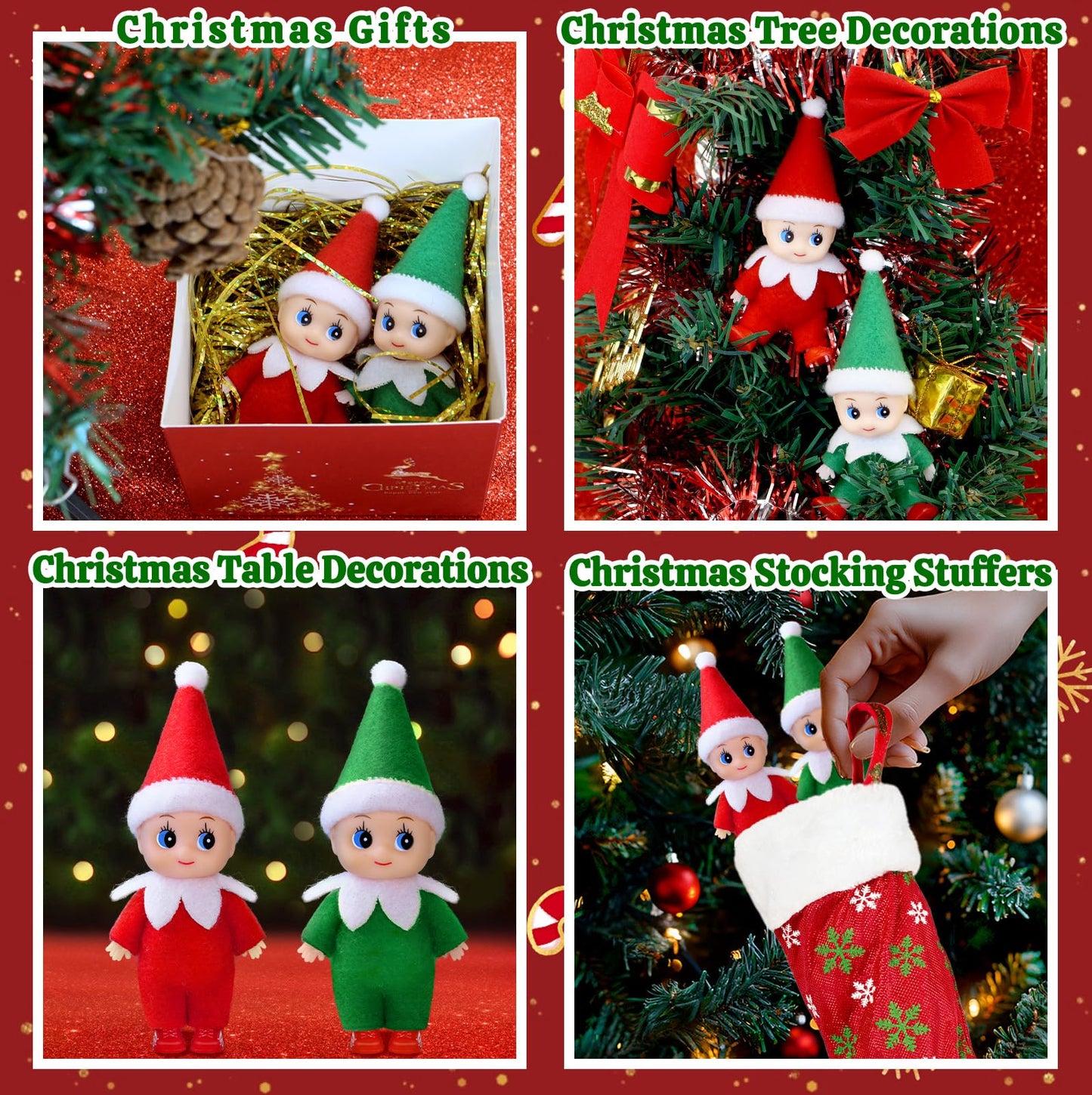 Dokeawo Christmas Tiny Elf Doll – 4.3-Inch Bendable Elf Toys for Tree & Stockings