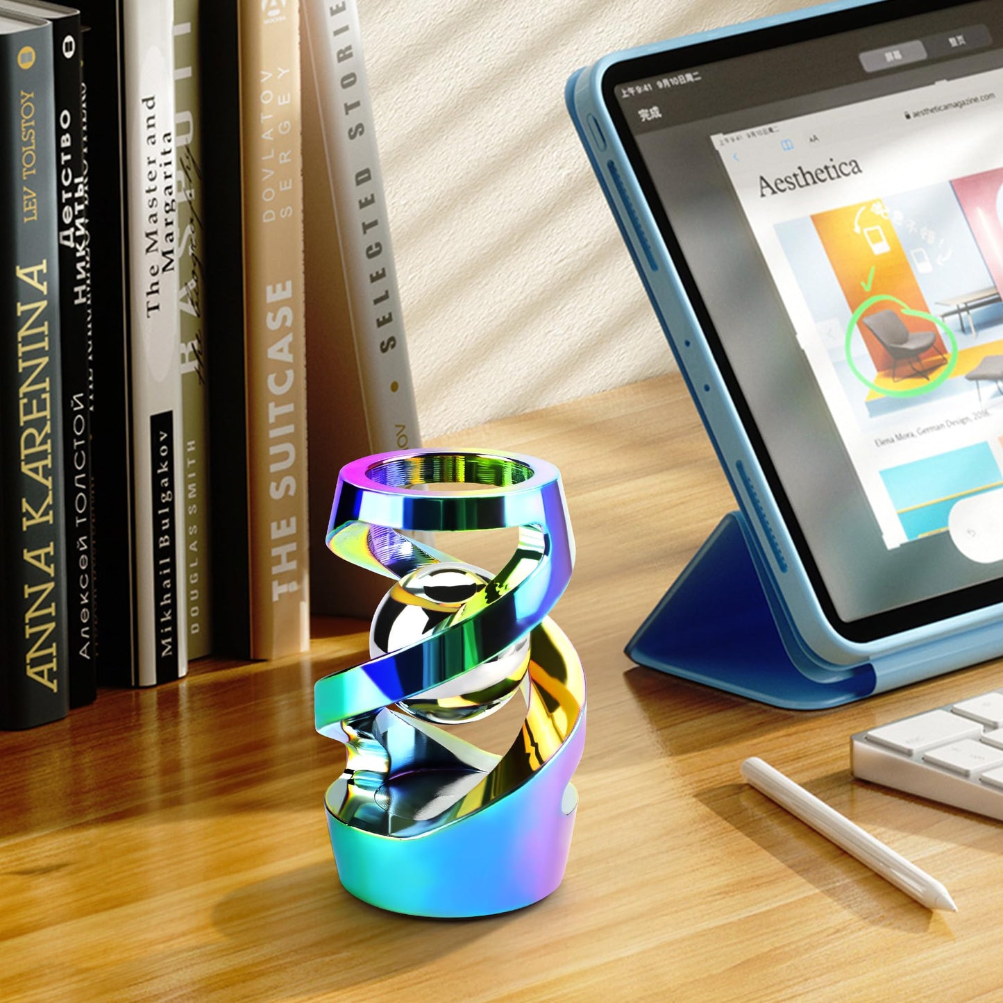 DOLASEV Upgraded Kinetic Desk Toy Rainbow | Metal Fidget for Focus and Calm at Work