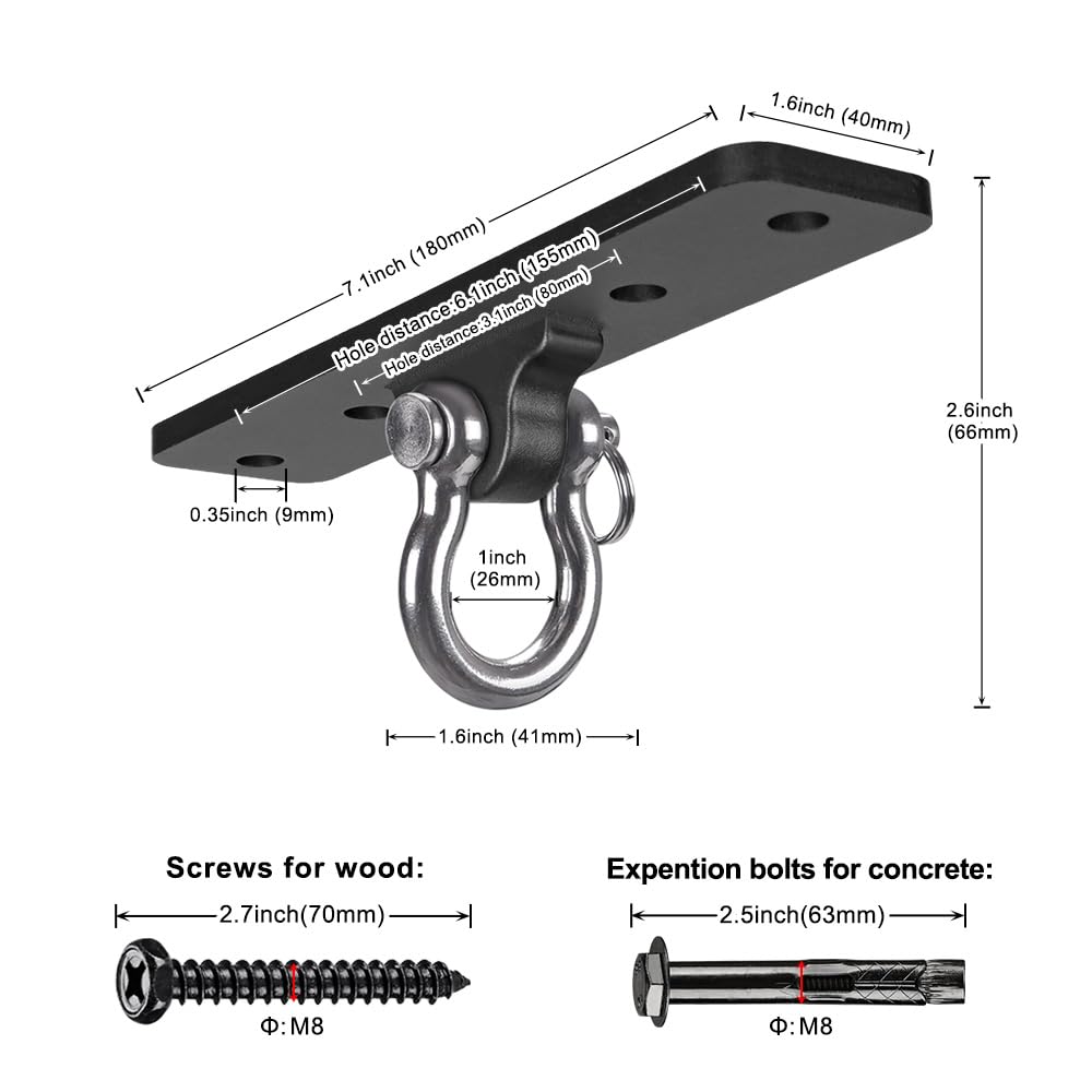 Dolibest Wall Mount Bracket & Ceiling Anchor — Heavy-Duty Suspension Training (2 Pcs)