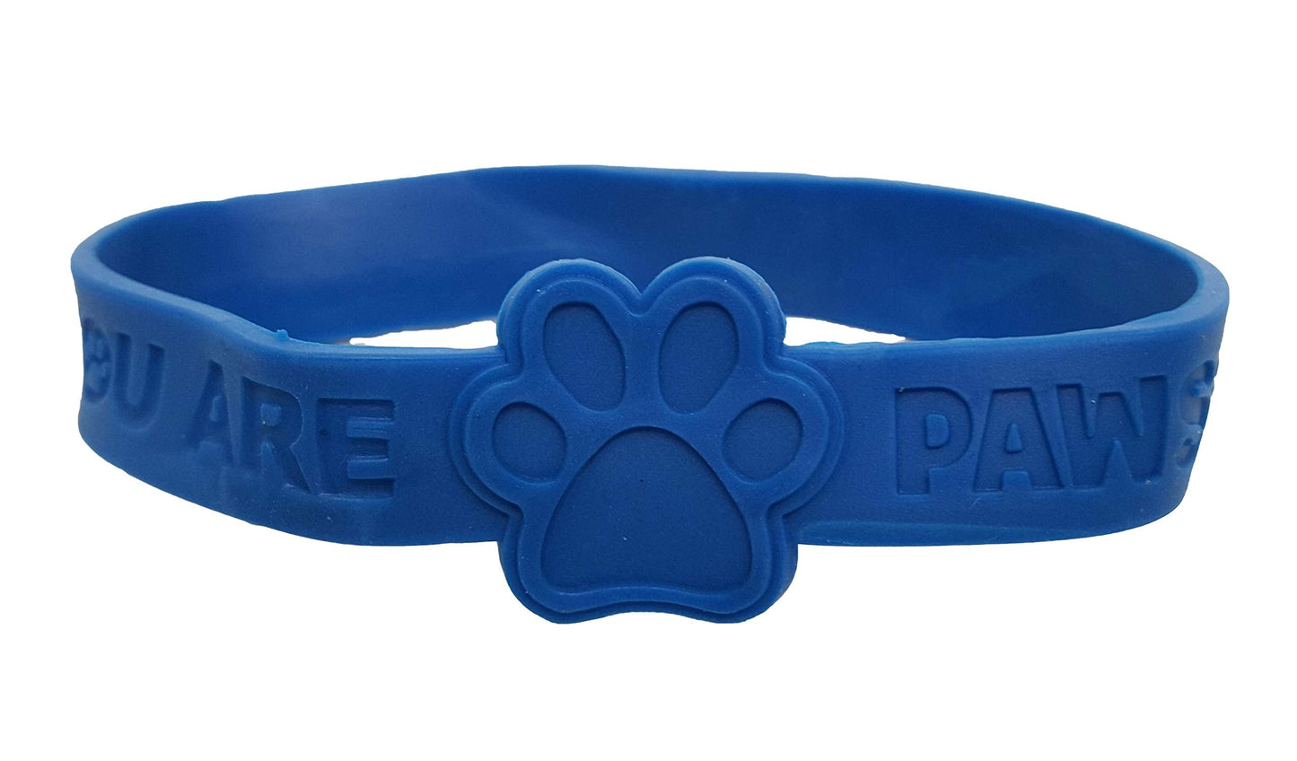 Dondor You Are Pawsome Paw Print Rubber Bracelets - 24-Pack Neon Party Favors
