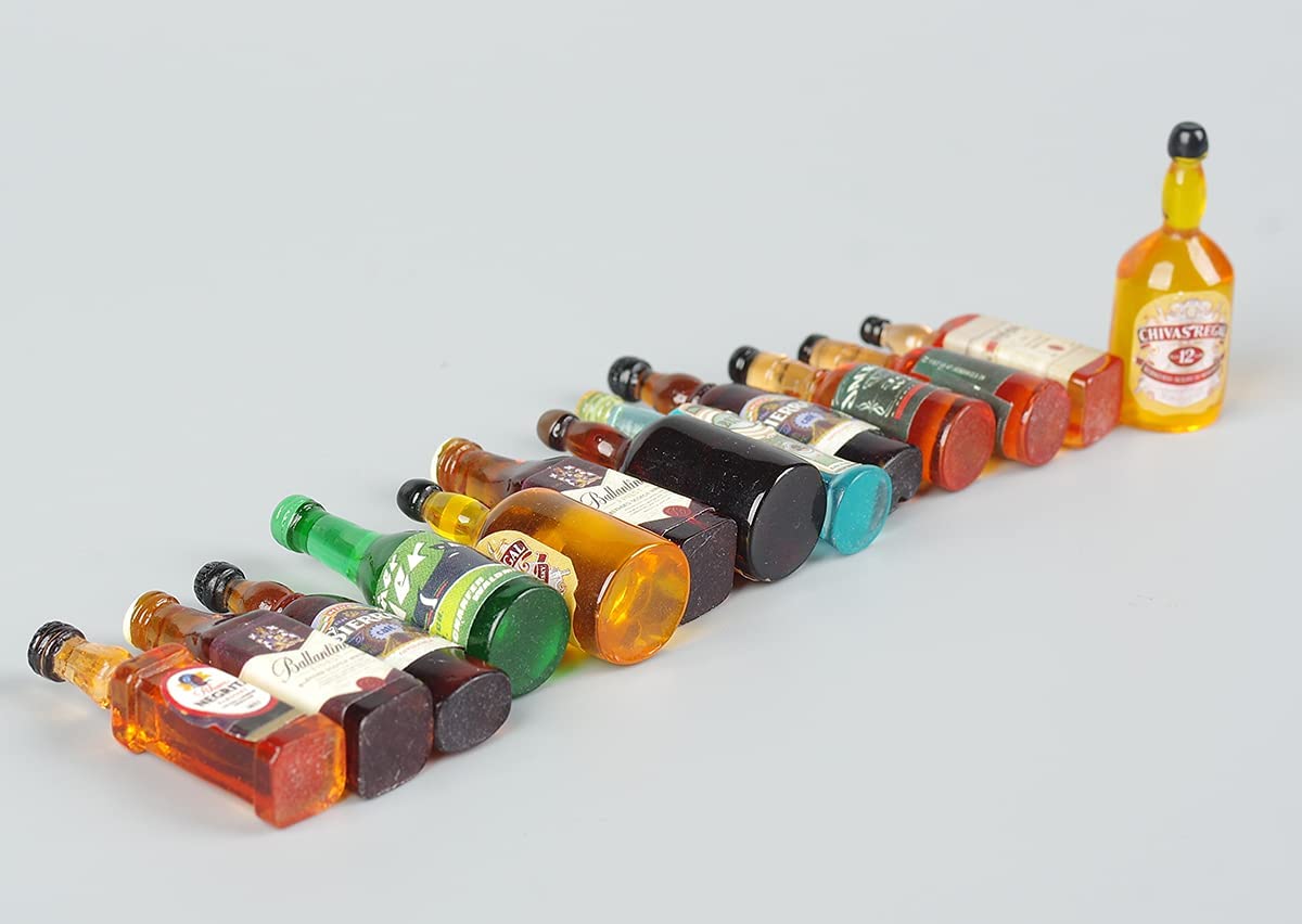 Dong Huang 40pcs Mini Beer Bottles Set - Resin Drink Bottles for Dollhouse & Bar Decor