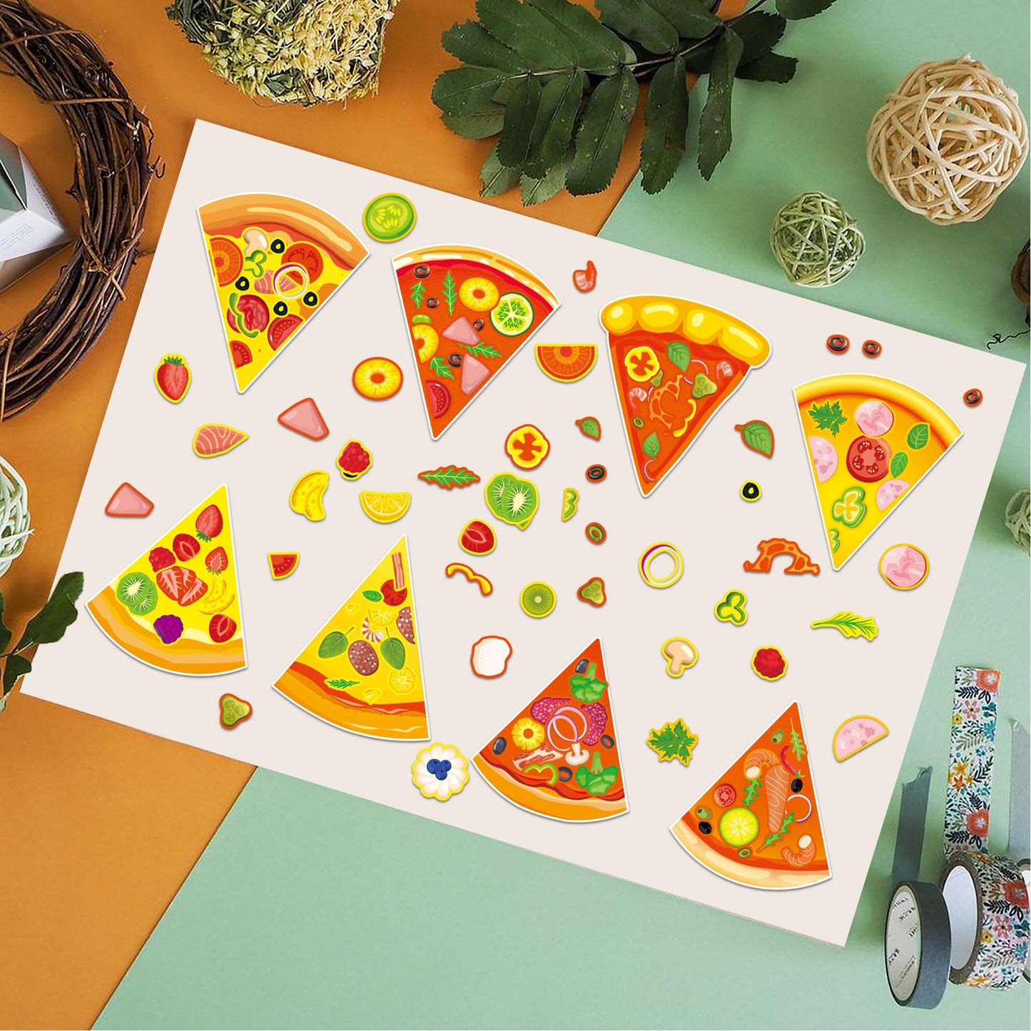 Dorgua 24 Sheets Pizza Make-a-Face Stickers – DIY Party Decor