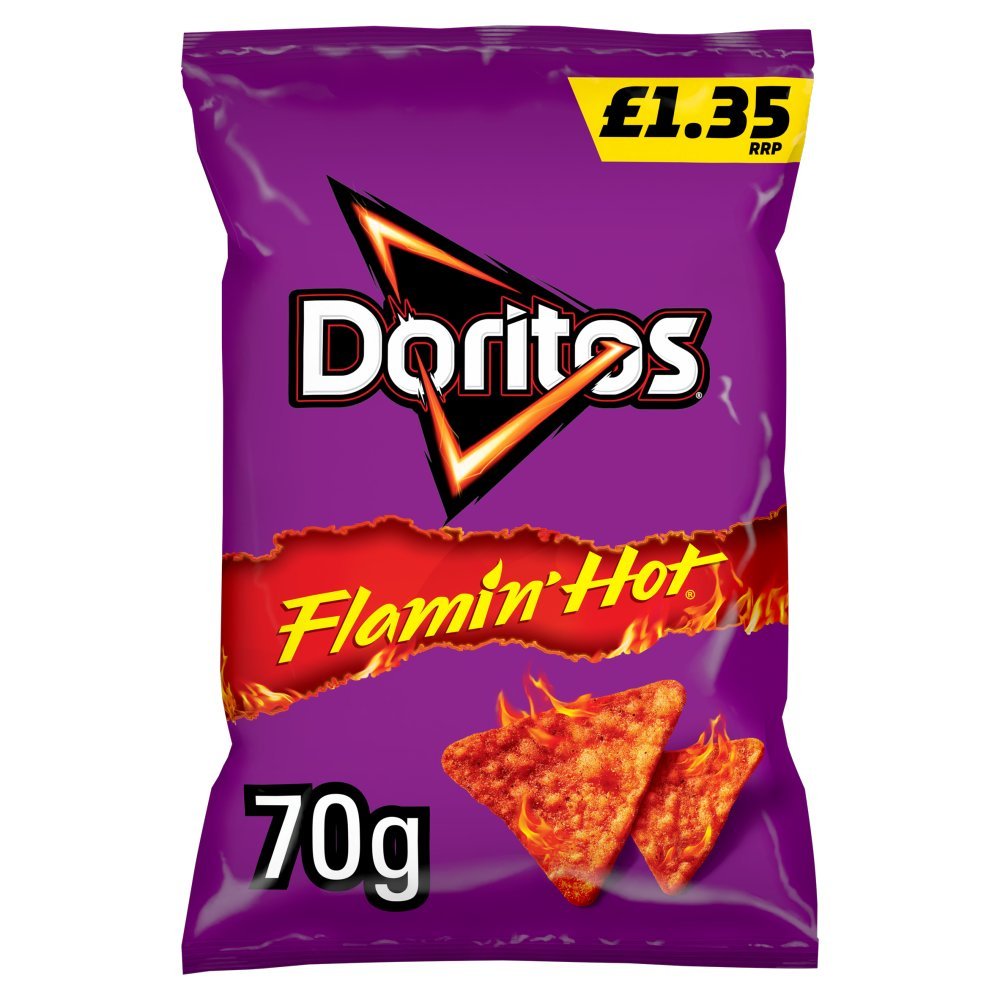 Doritos Extra Flamin' Hot Sharing Bag Crisps 70g (Box of 15)