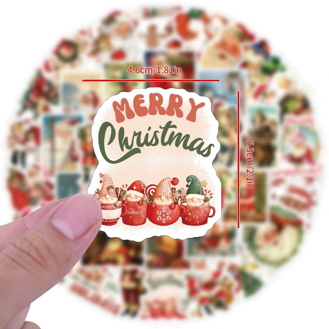 DothRayan 100Pcs Vintage Christmas Stickers – Waterproof VSCO Pack for Kids & Teens