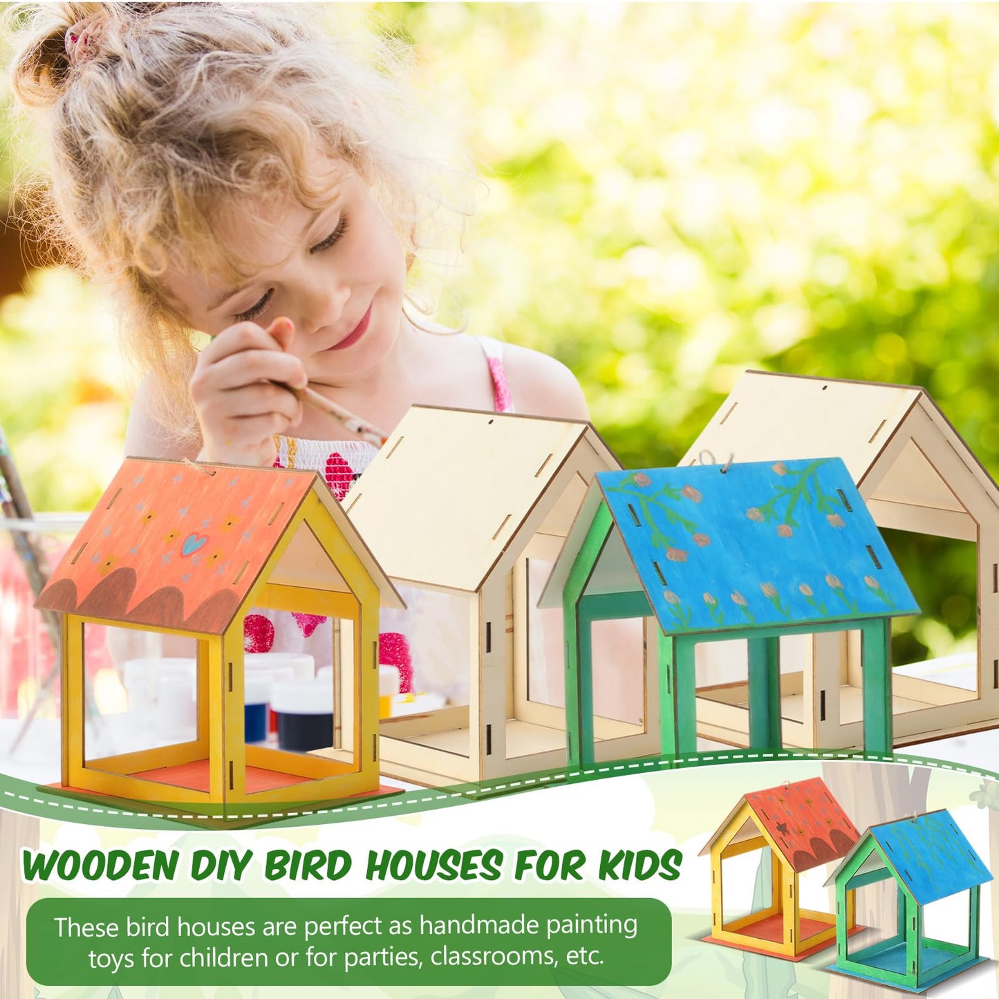 DoubleFill 24 Pcs Wooden Bird Feeder Kits for Kids – Build & Paint