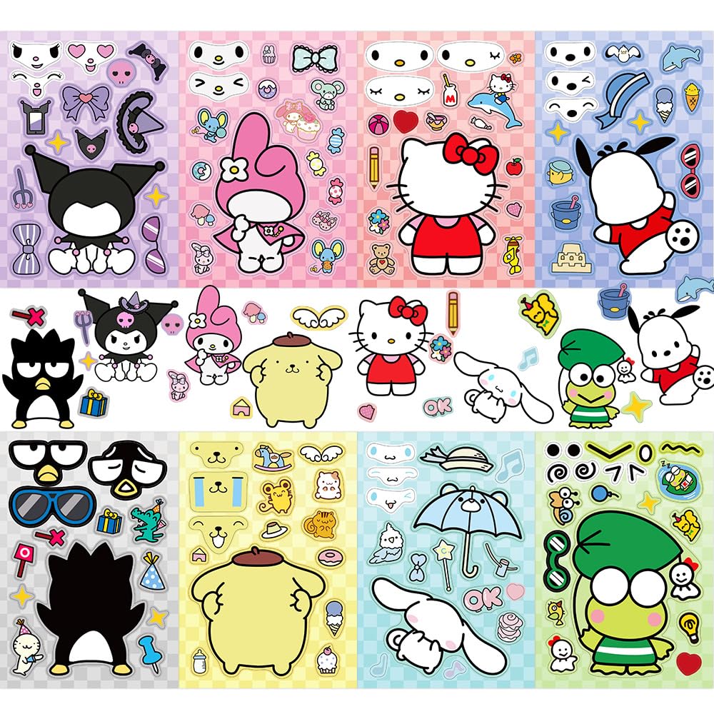 Dovipta Cute Anime Stickers — 24 Sheets, 8 Princess Patterns