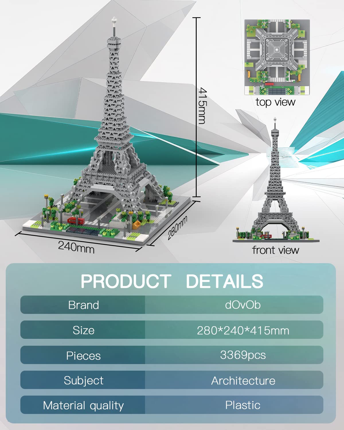 dOvOb Architecture Eiffel Tower Micro Blocks Set – 3369-Piece 3D Puzzle