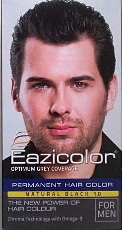 Eazicolor Permanent Hair Colour Natural Black 1.0 Long-Lasting Grey Coverage for Men 35ml/1.18 oz