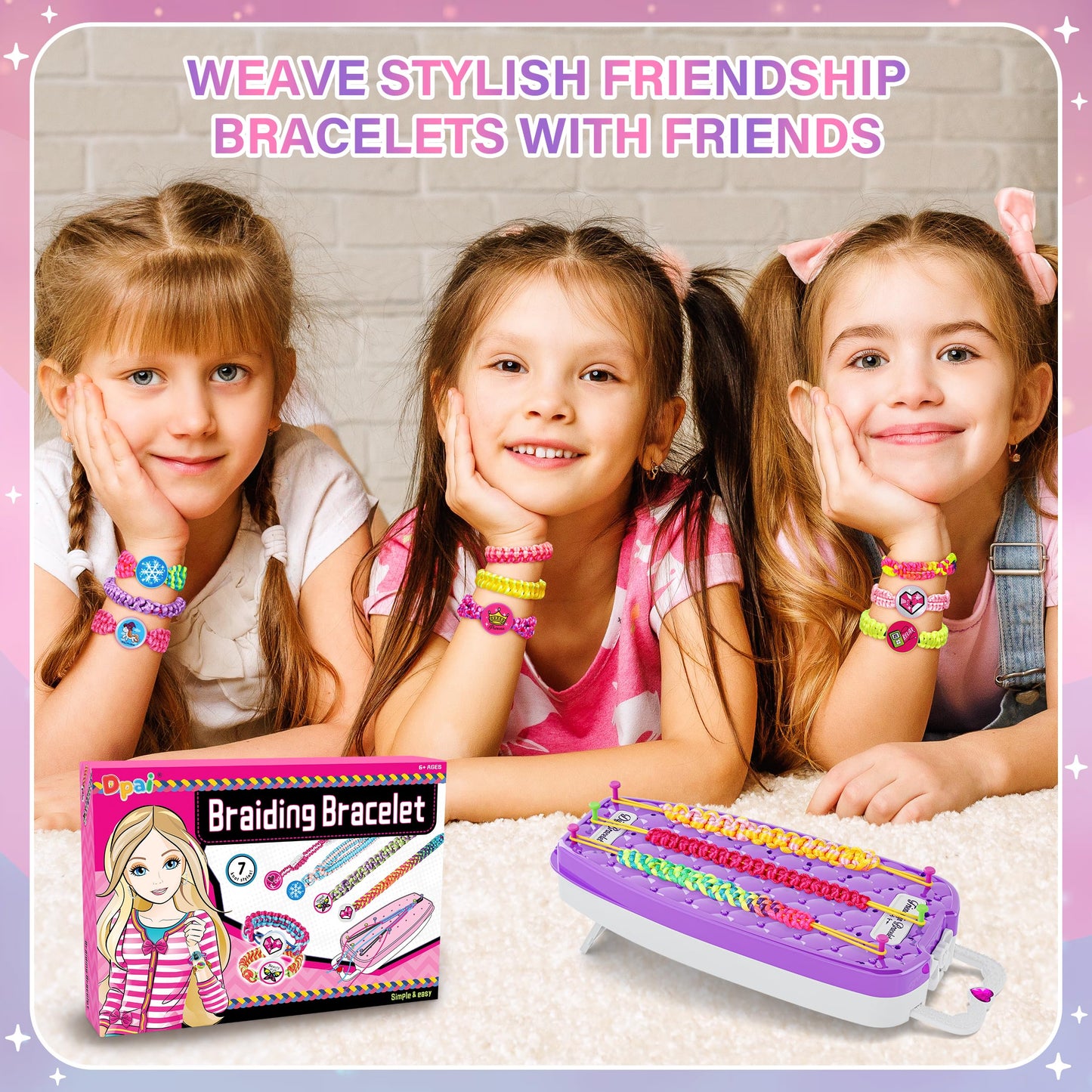 Dpai Friendship Bracelet Making Kit for Girls – DIY Jewelry Craft Kit for Ages 6–12+ (Purple)